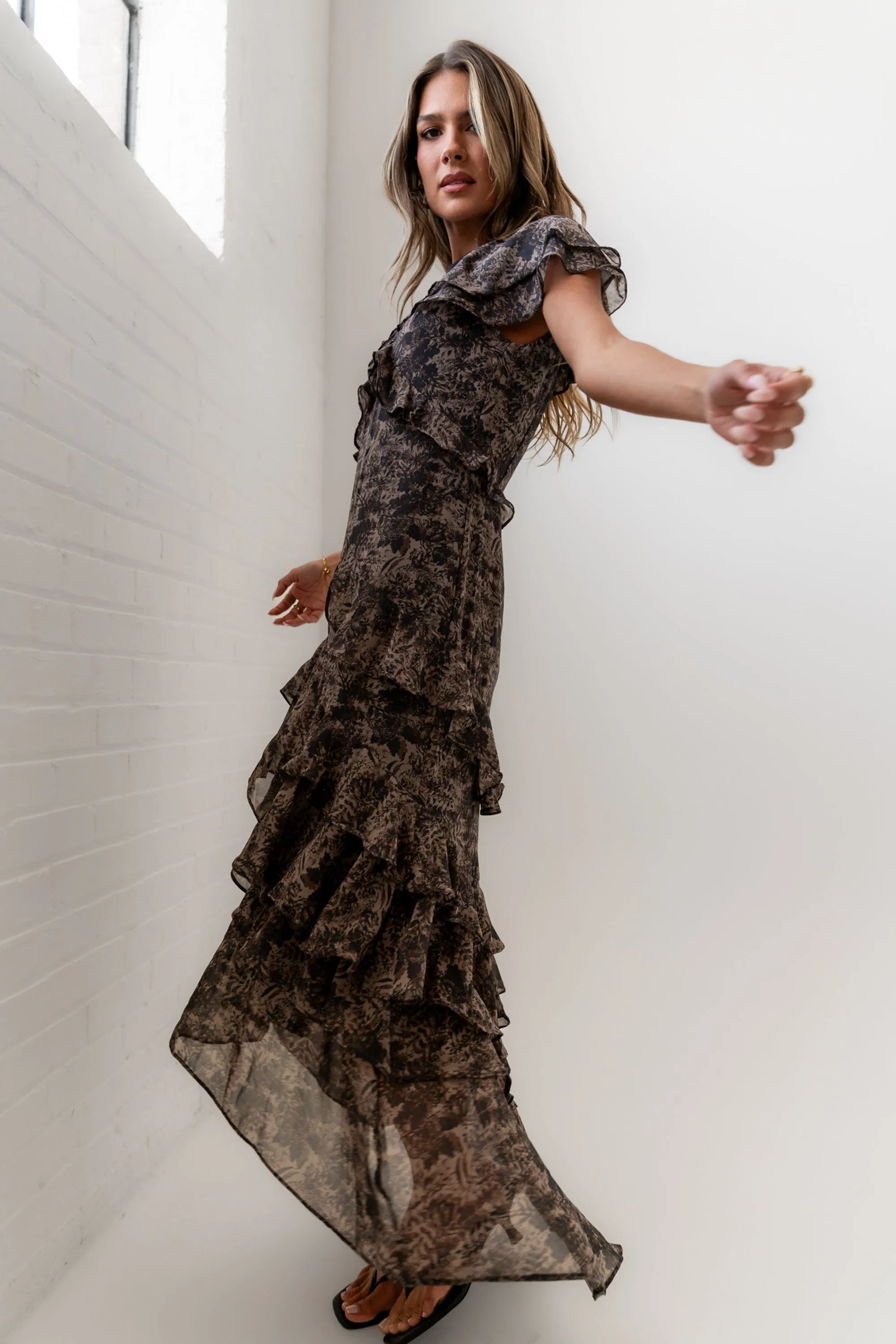 James Ruffle Maxi Dress in Grey sold by bohme product image thumbnail 2