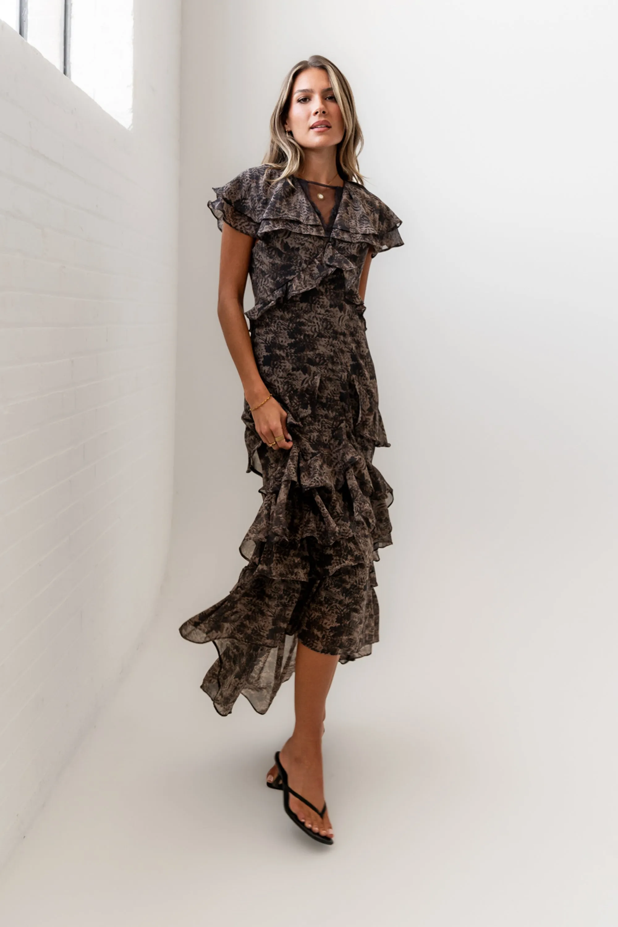 James Ruffle Maxi Dress in Grey sold by bohme product image thumbnail 3