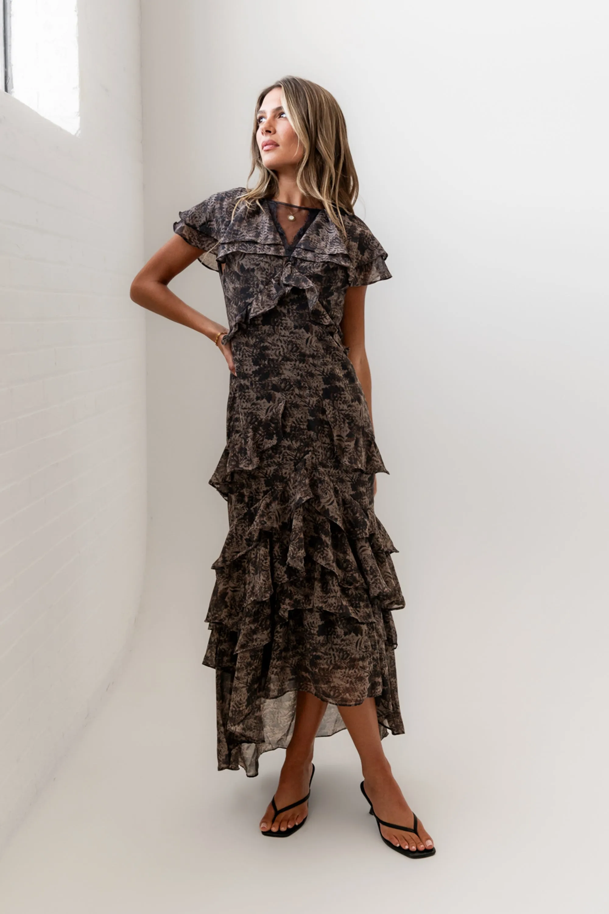 James Ruffle Maxi Dress in Grey sold by bohme product image thumbnail 5