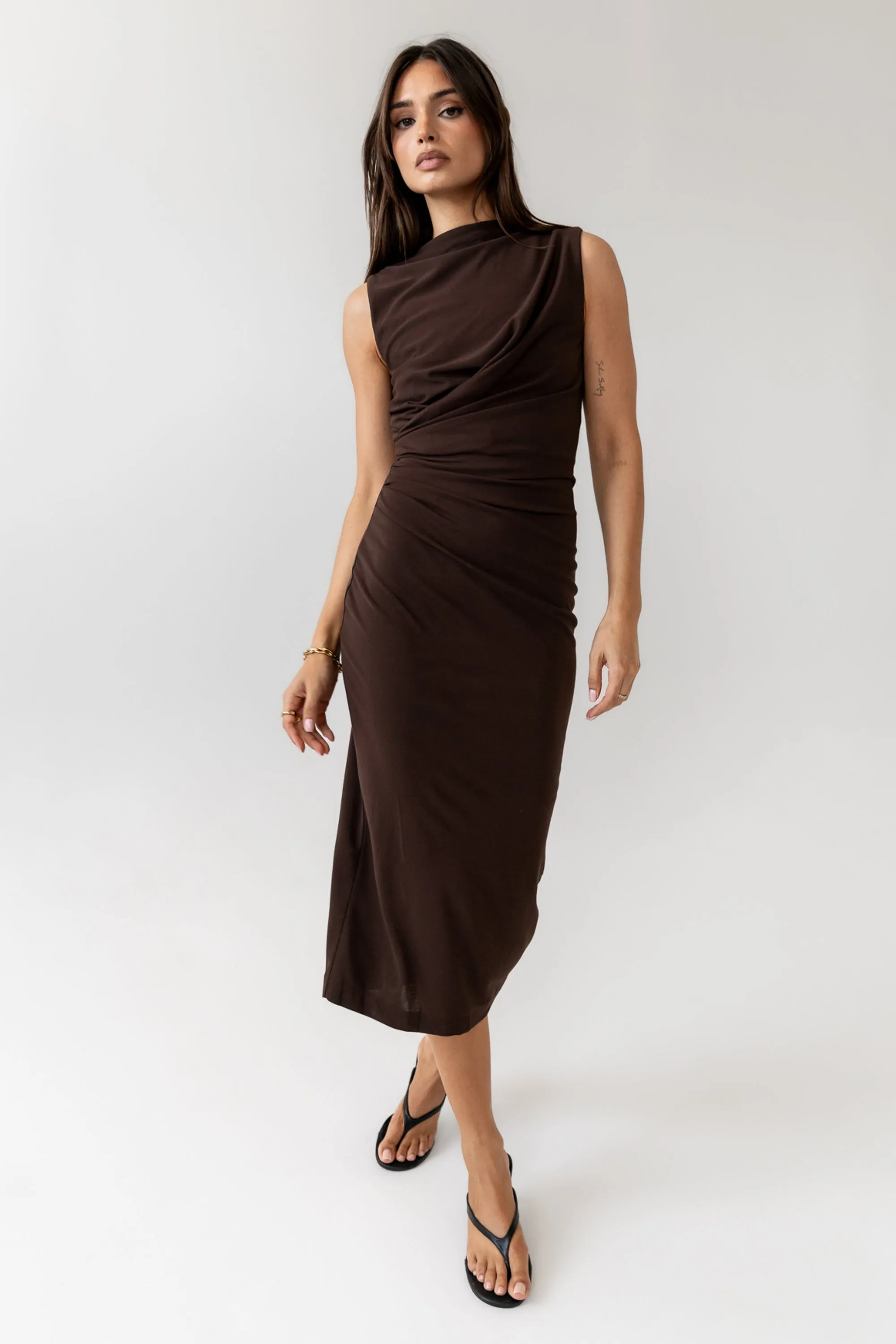 Aisla Ruched Maxi Dress sold by bohme