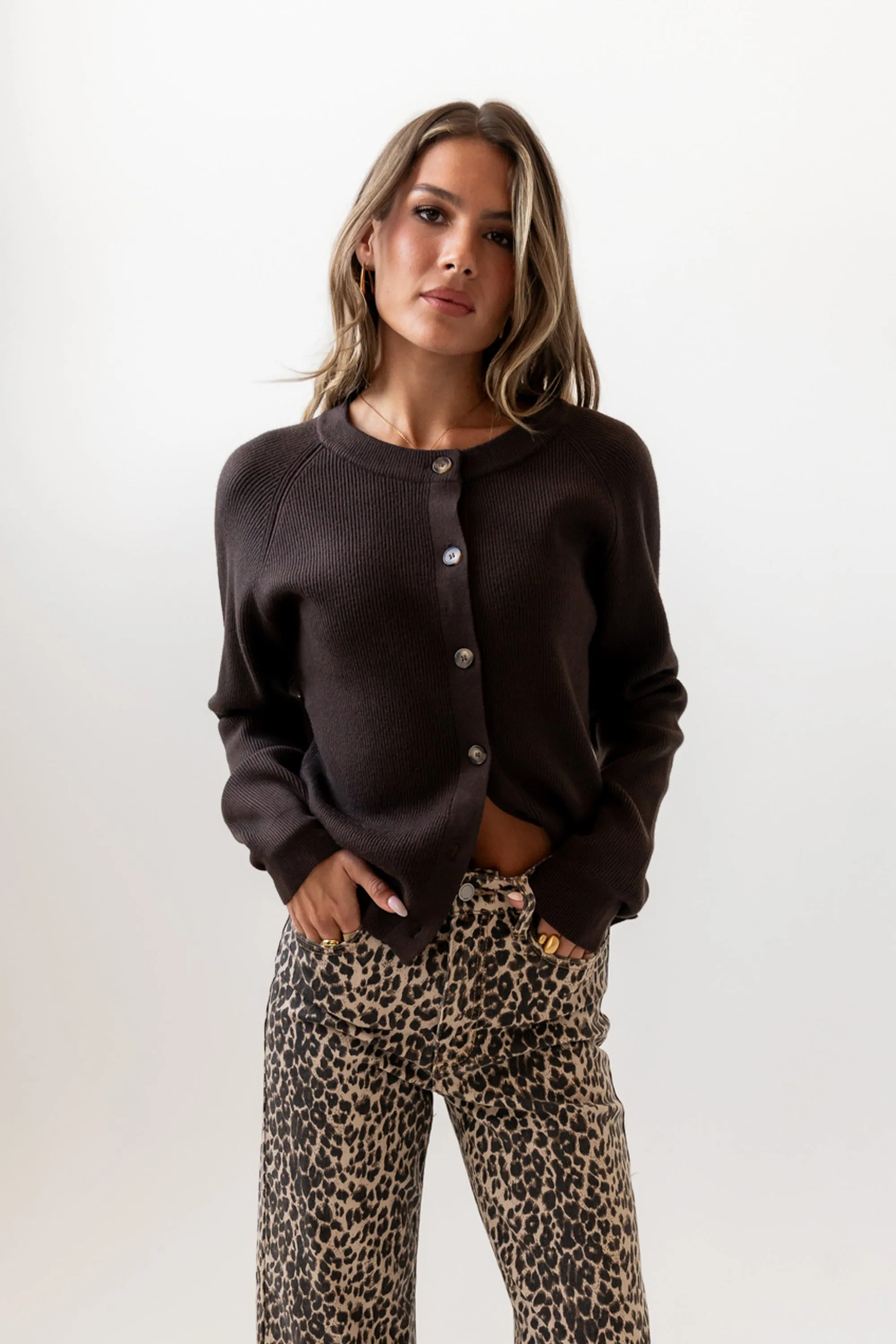 Debbie Ribbed Sweater in Brown sold by bohme