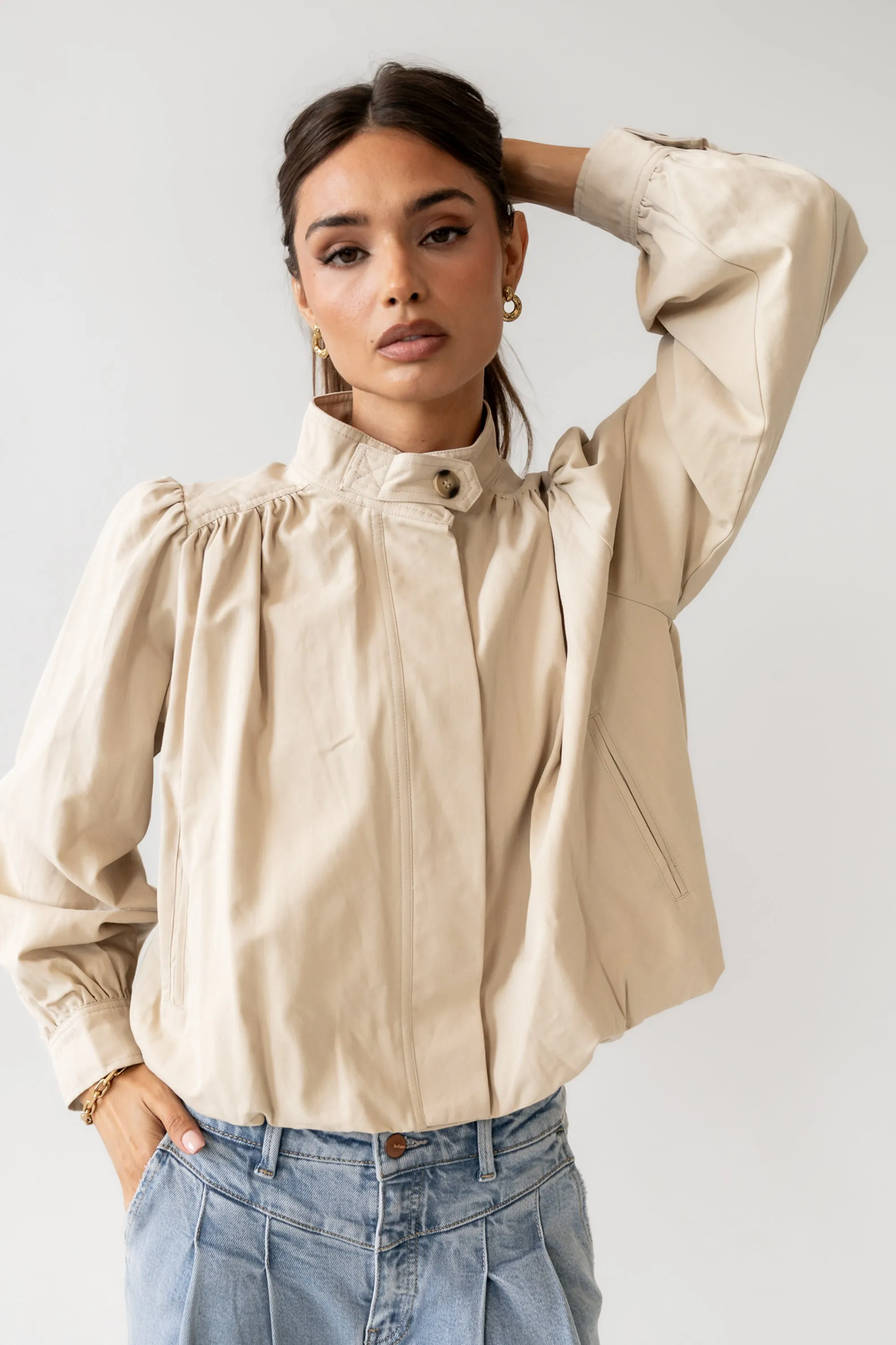 Londyn Bubble Jacket in Tan sold by bohme