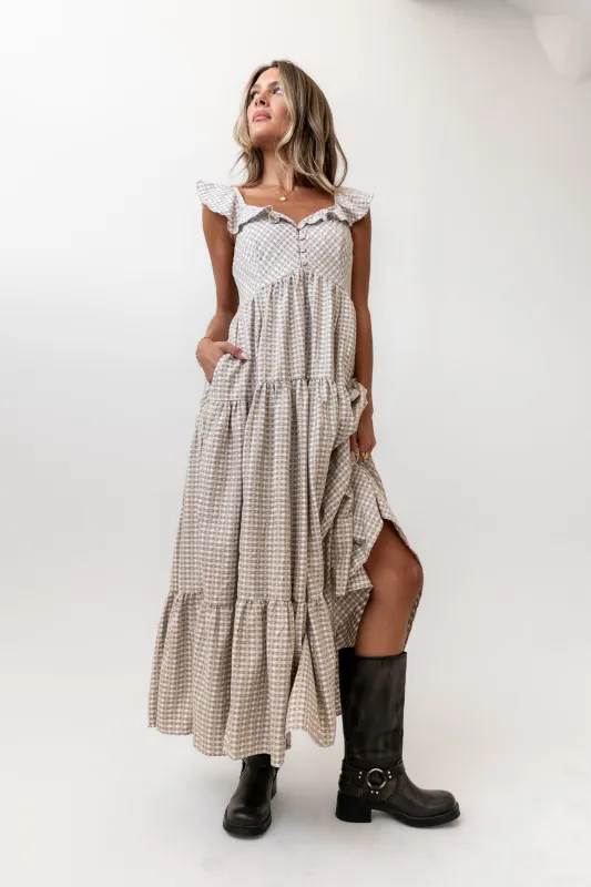 Salome Gingham Maxi Dress sold by bohme