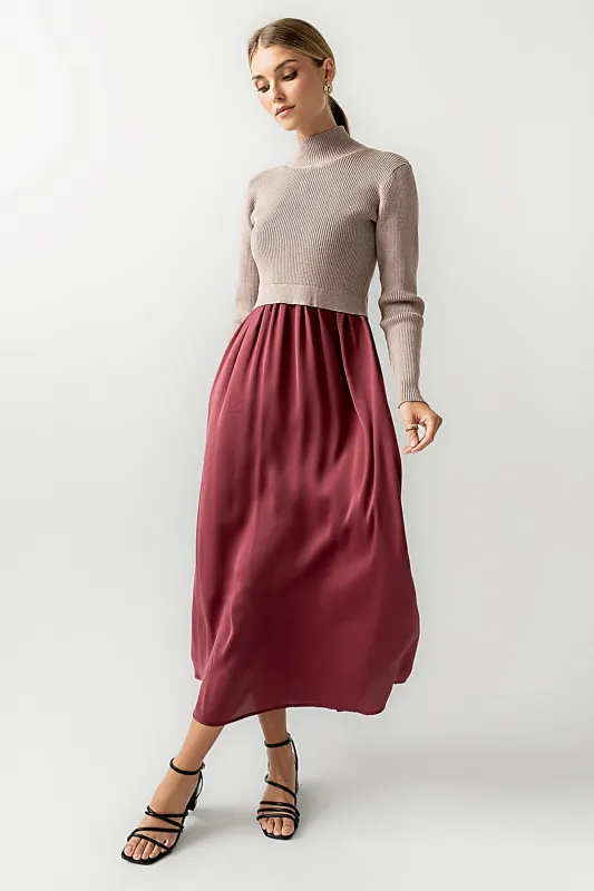 Zeda Midi Dress in Wine sold by bohme