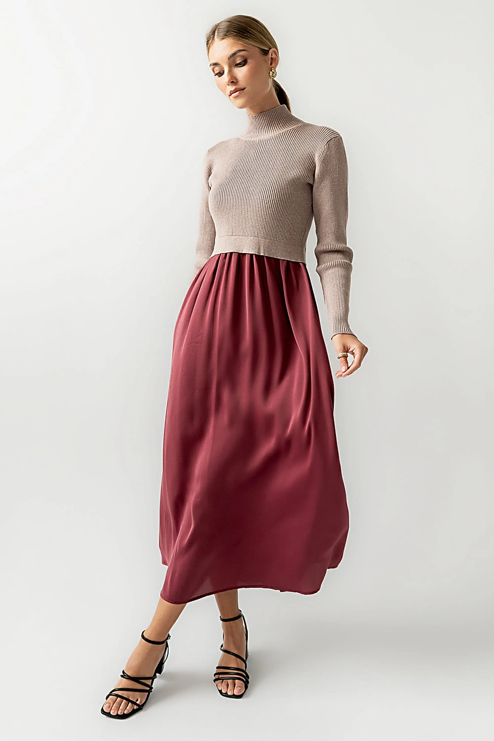Zeda Midi Dress in Wine sold by bohme