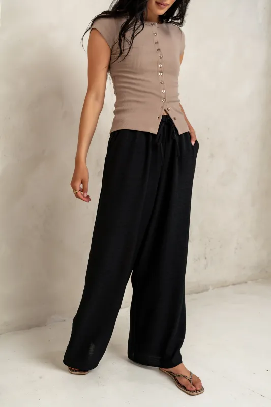 Salma Wide Leg Pants in Black sold by bohme