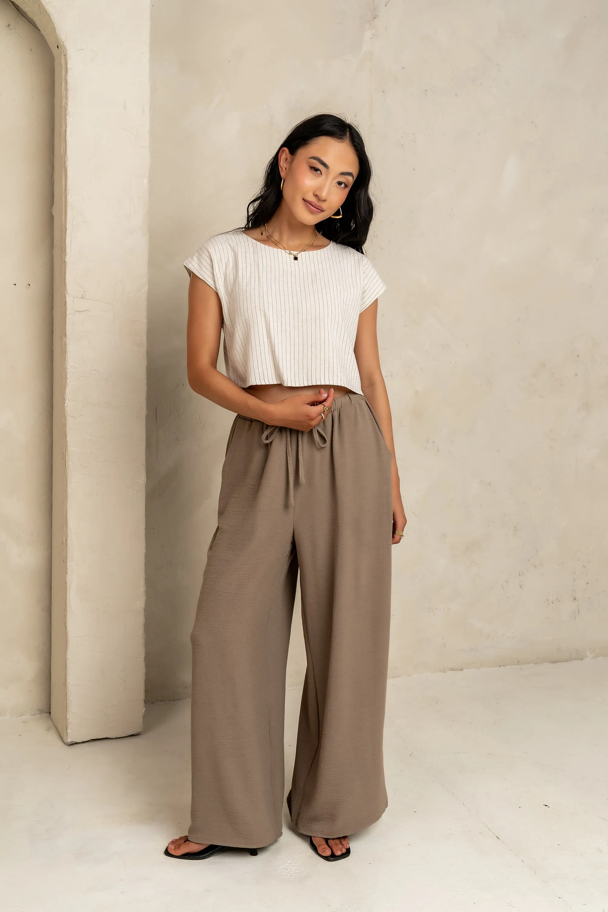 Salma Wide Leg Pants in Taupe sold by bohme product image thumbnail 2