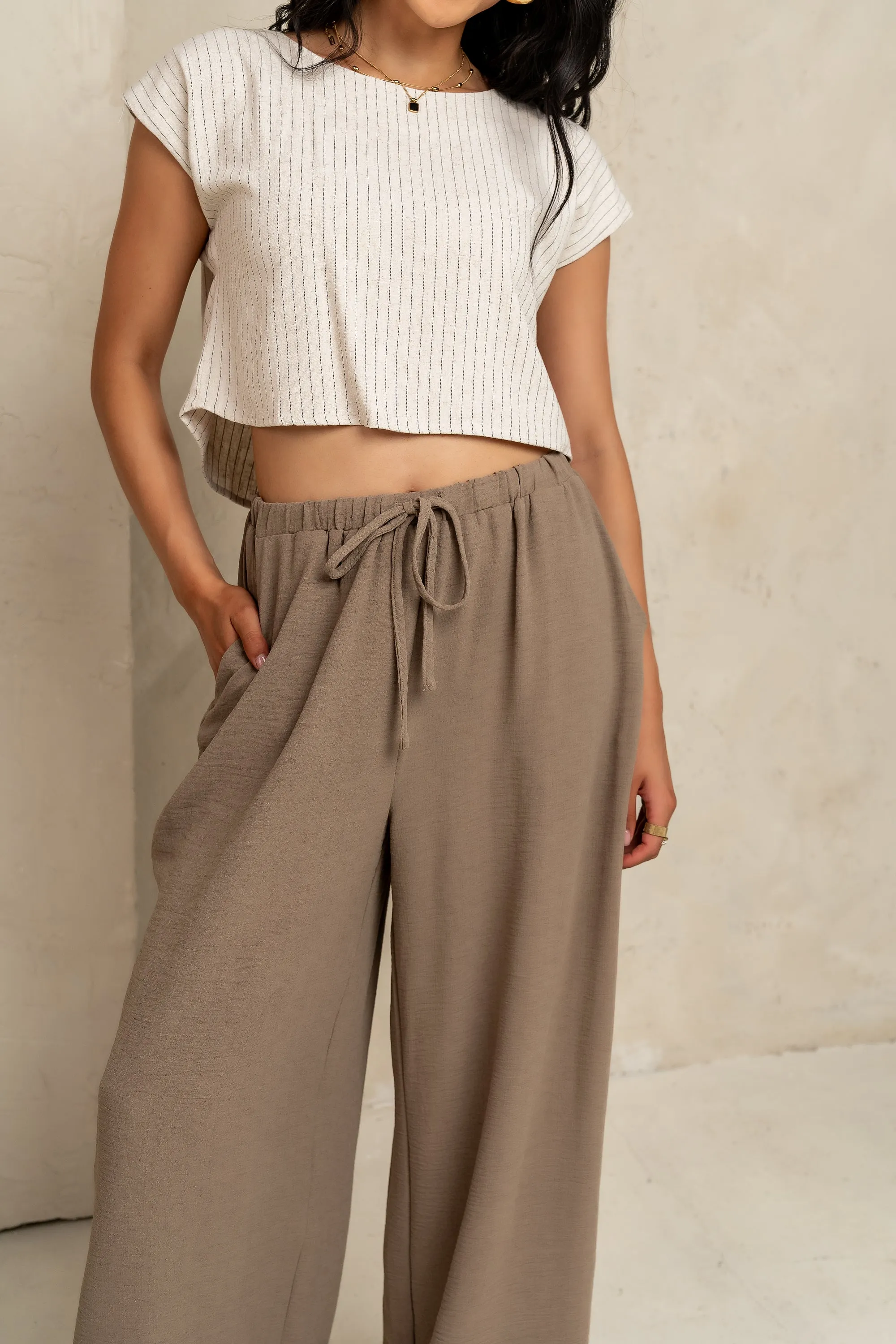 Salma Wide Leg Pants in Taupe sold by bohme product image thumbnail 3