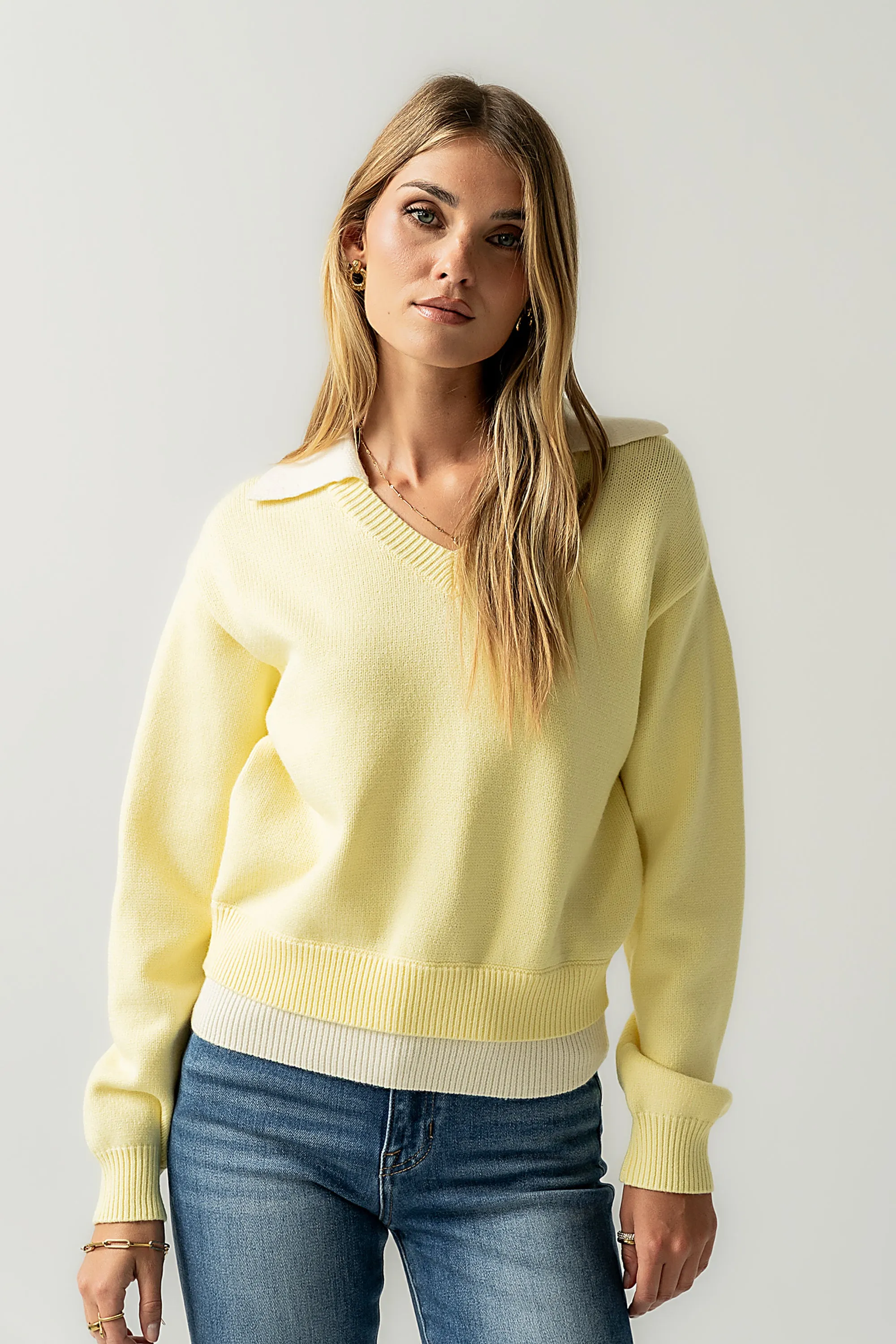 Pattie Collared Sweater in Yellow - FINAL SALE sold by bohme