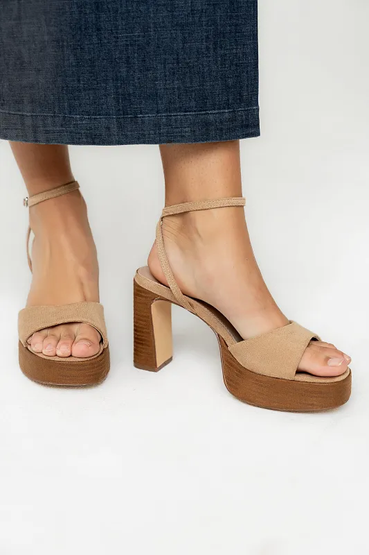 Jackie Platform Heel in Sand sold by bohme