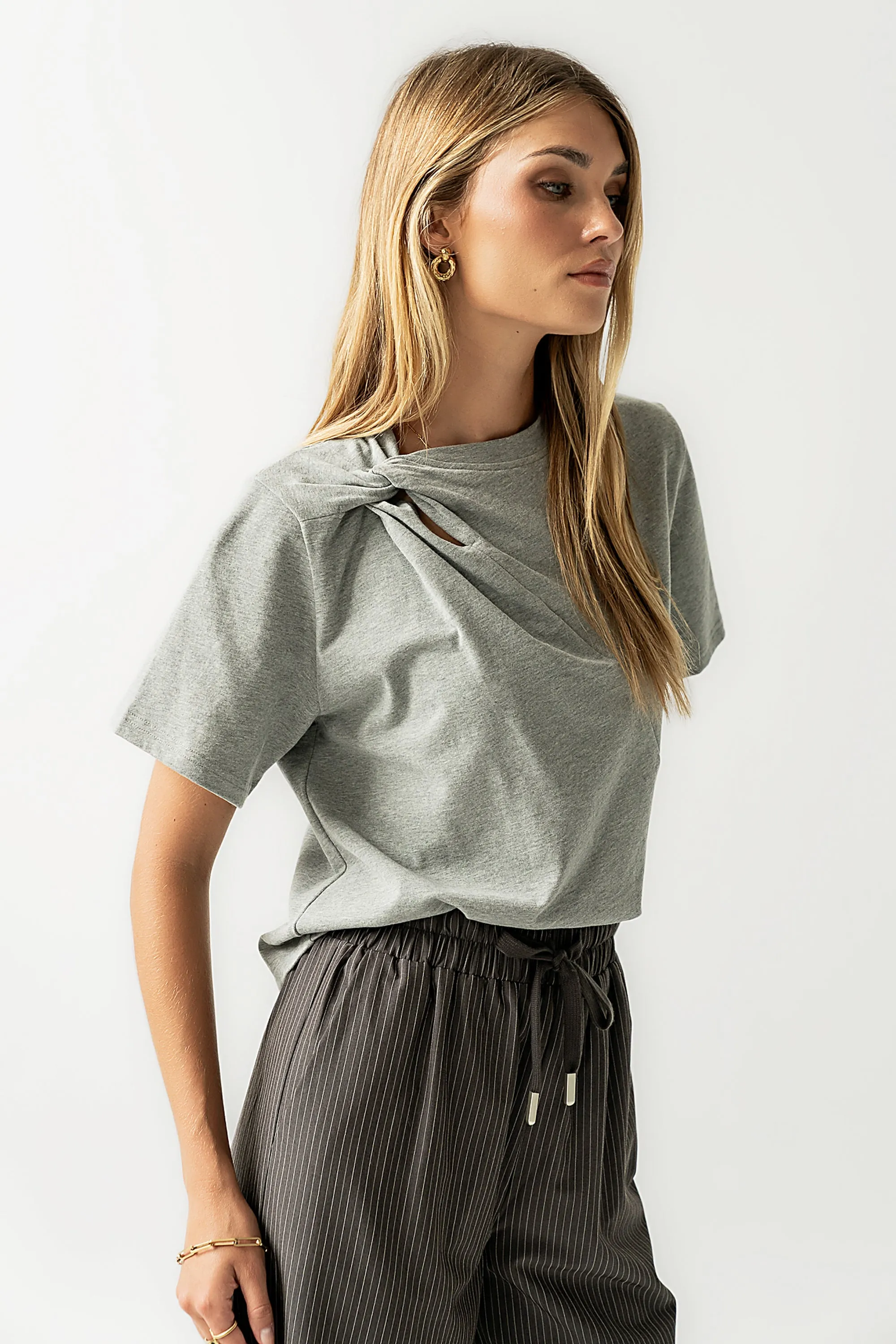 Posie Knot Tee in Heather Grey sold by bohme product image thumbnail 4