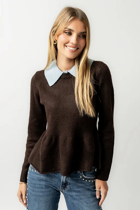 Libby Peplum Sweater in Brown sold by bohme