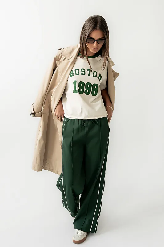 Emily Striped Wide Leg Pants in Green sold by bohme