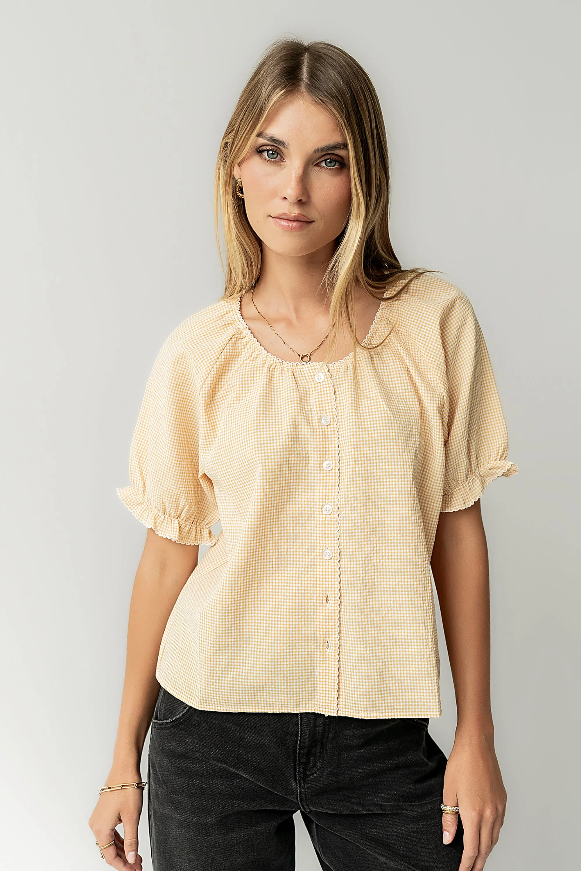 Benny Gingham Blouse in Yellow sold by bohme product image thumbnail 2