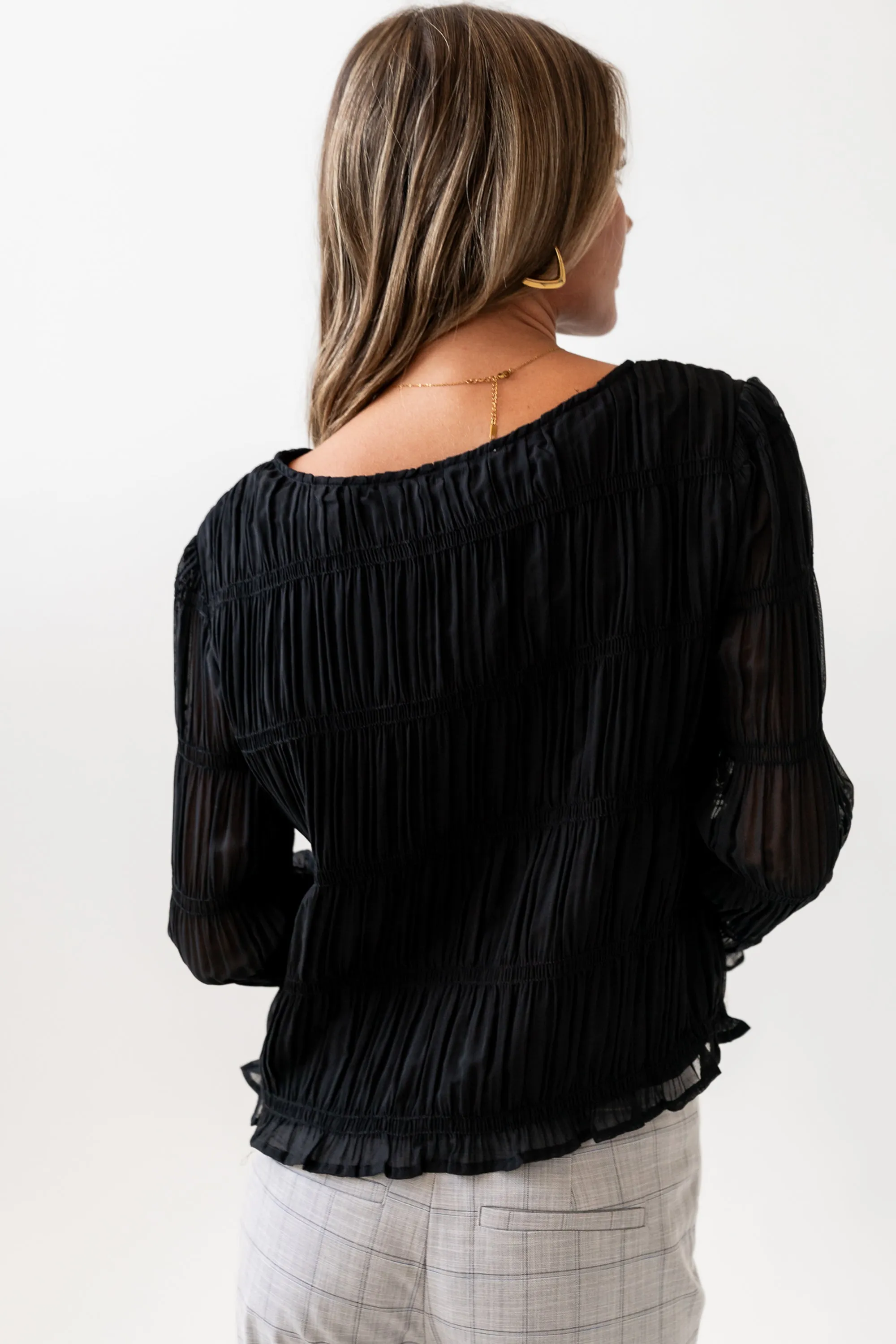 Zuri Smocked Blouse in Black sold by bohme product image thumbnail 2