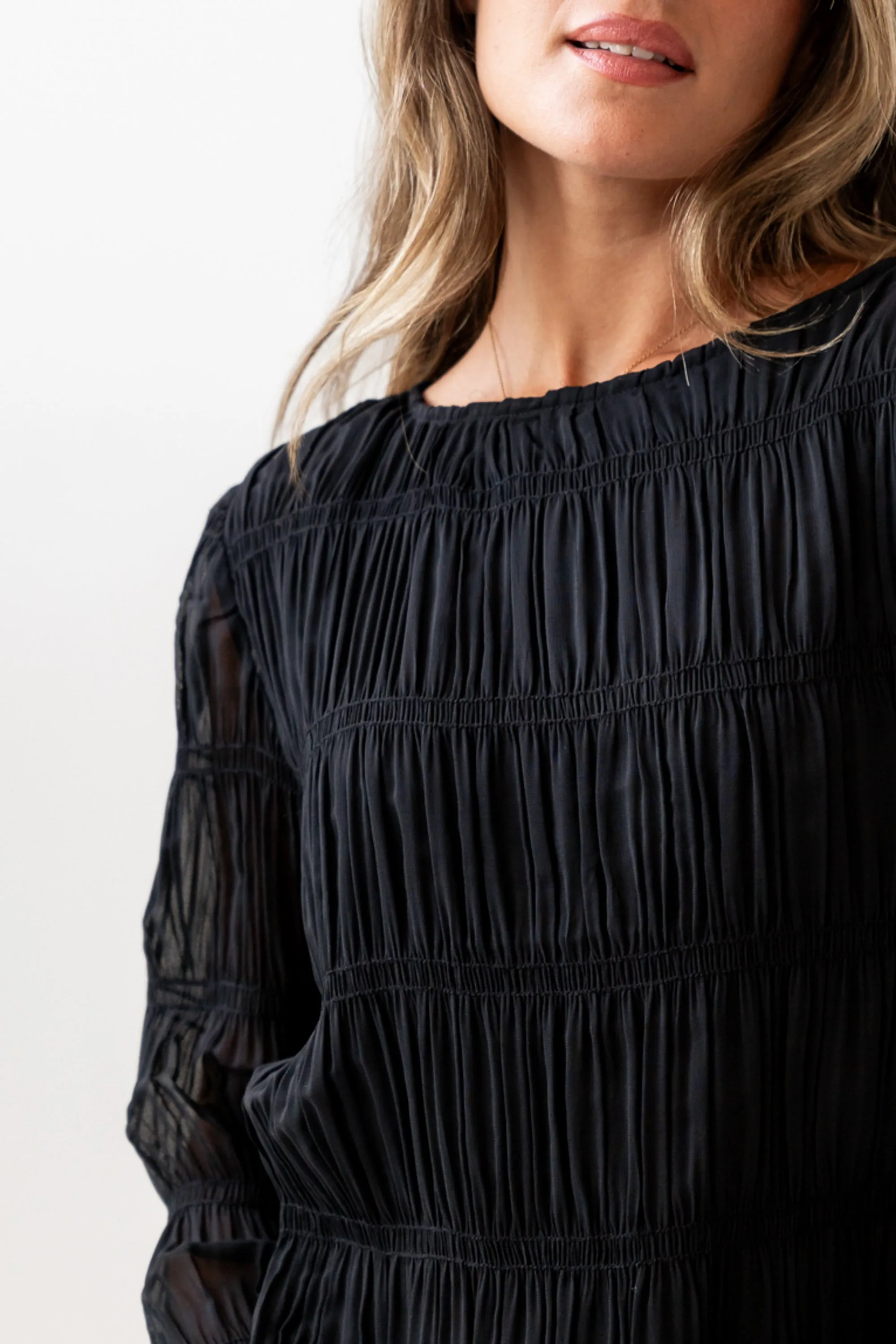 Zuri Smocked Blouse in Black sold by bohme product image thumbnail 5
