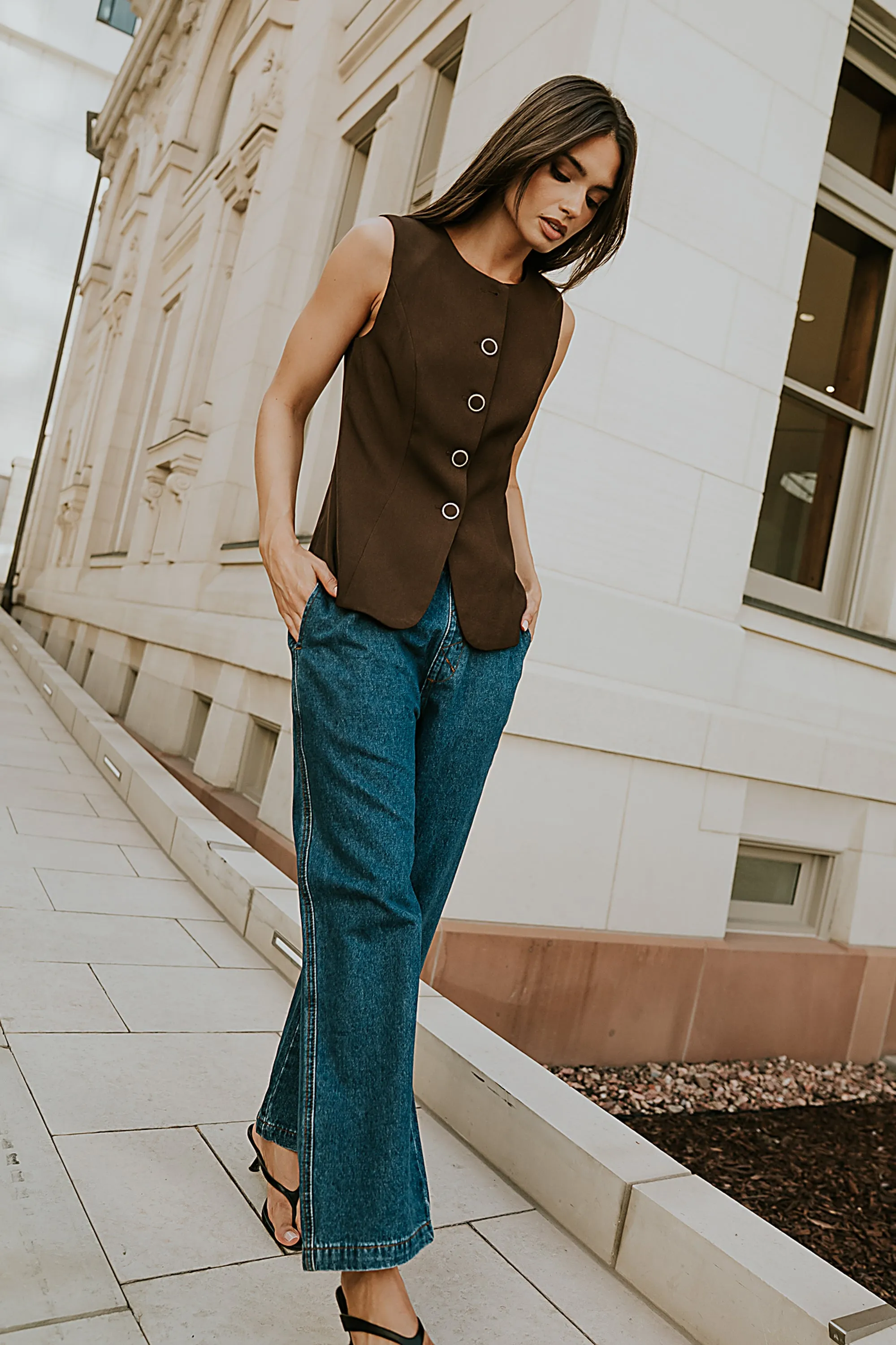 Penny Button Up Vest in Black sold by bohme product image thumbnail 2