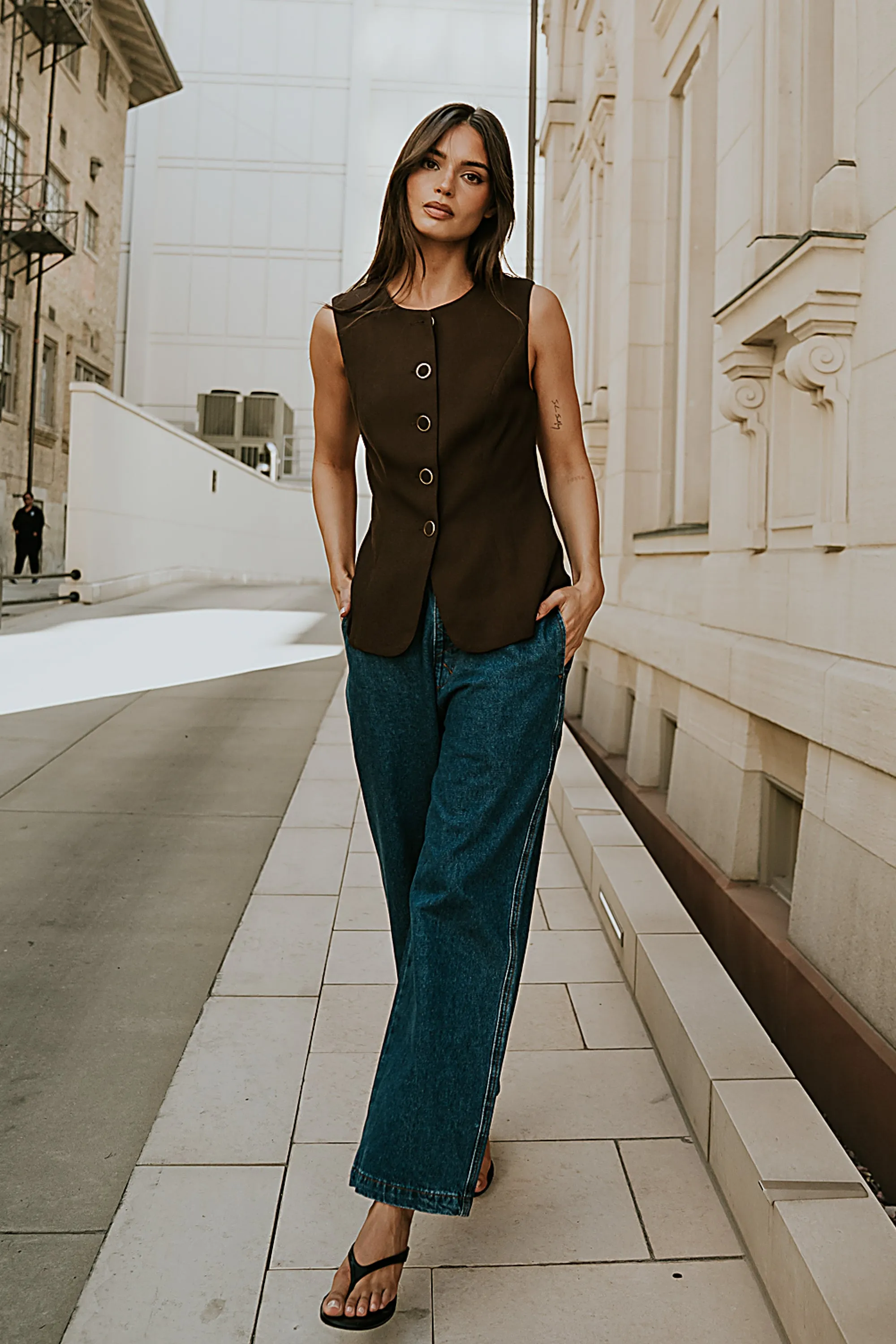 Penny Button Up Vest in Black sold by bohme product image thumbnail 3
