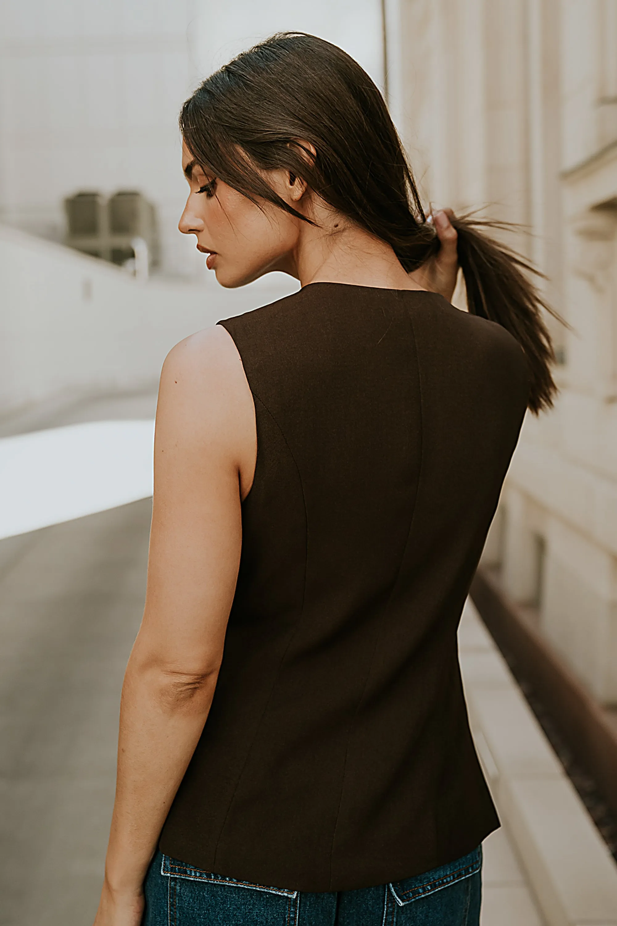 Penny Button Up Vest in Black sold by bohme product image thumbnail 5