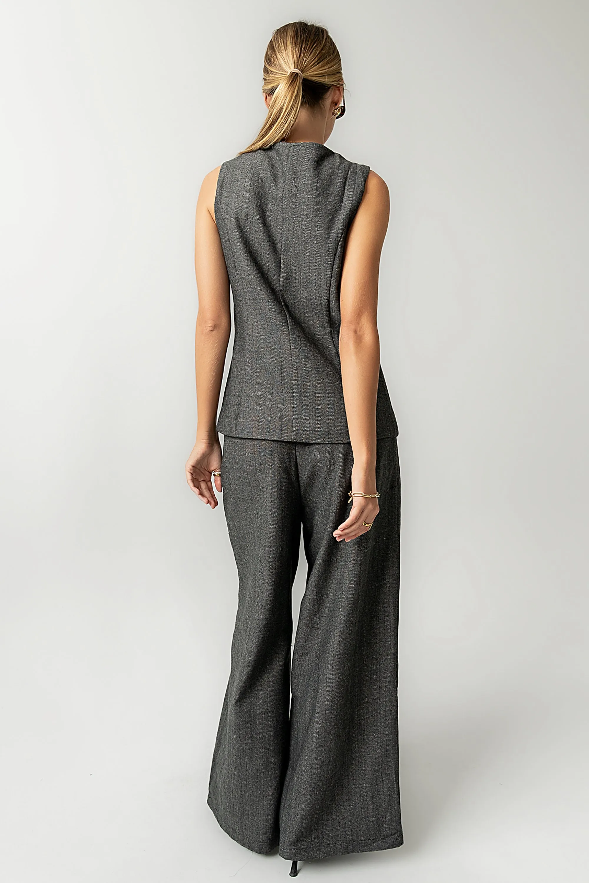 Arden Herringbone Wide Leg Trousers sold by bohme product image thumbnail 5