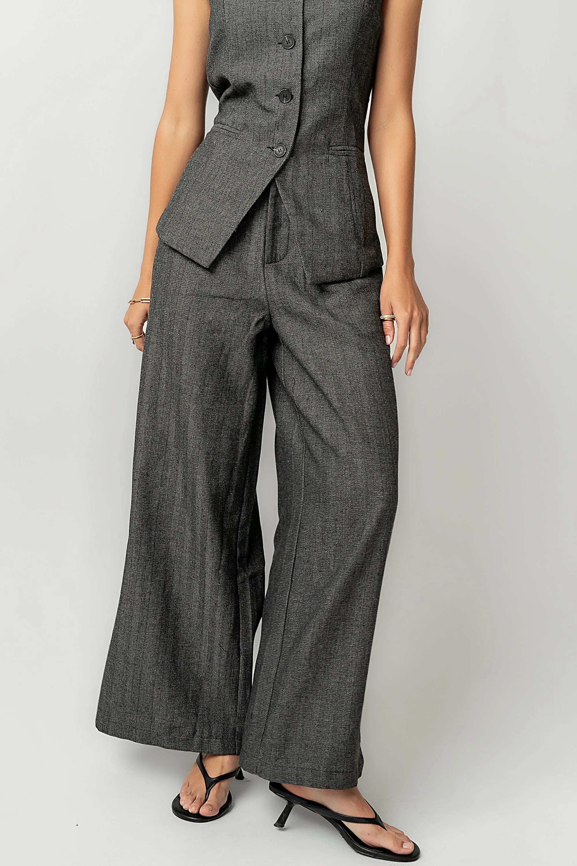 Arden Herringbone Wide Leg Trousers sold by bohme product image thumbnail 2