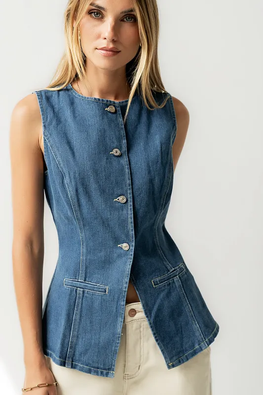 Hudson Denim Vest in Dark Wash sold by bohme