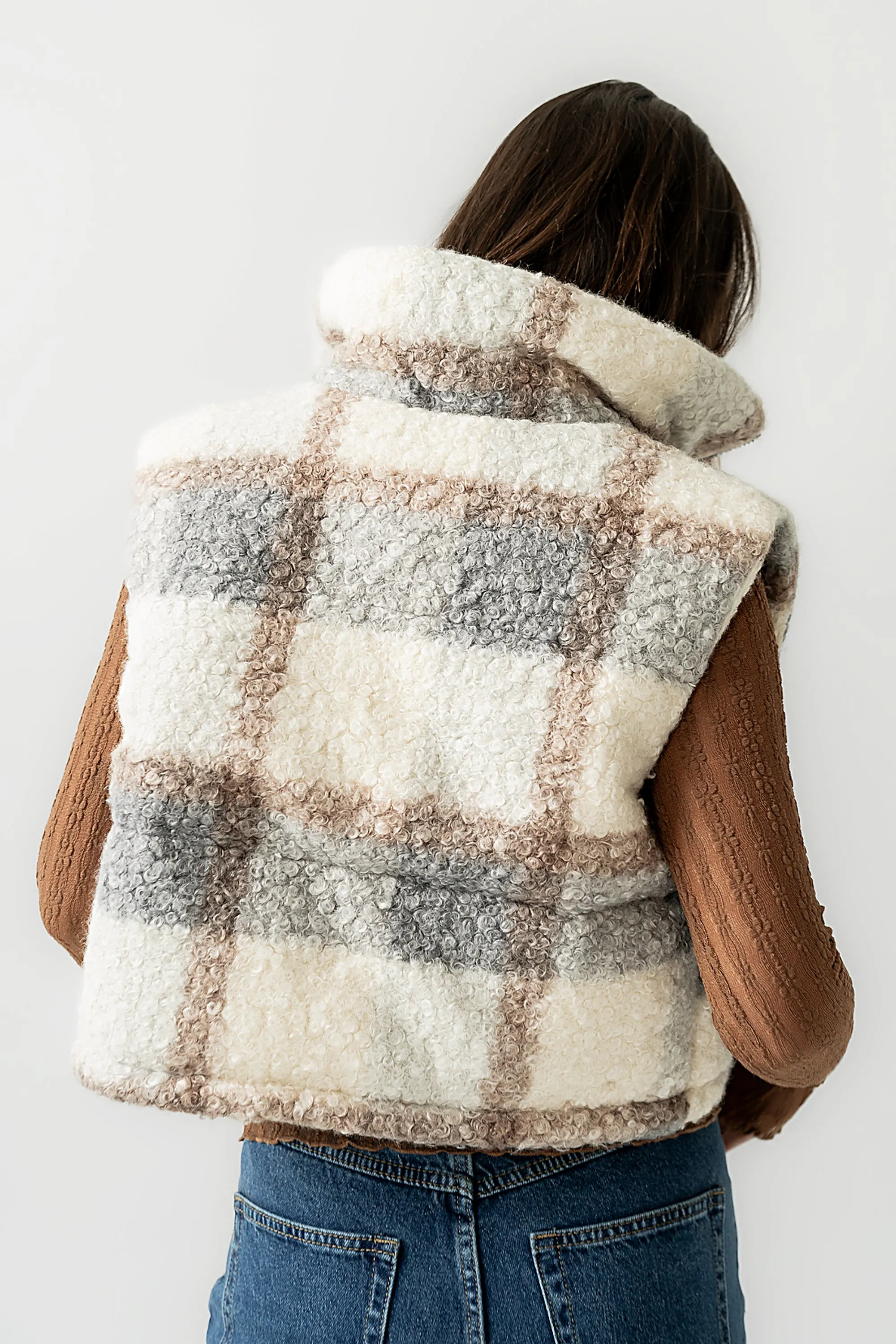 Nolan Puffer Vest in Grey Plaid sold by bohme product image thumbnail 2