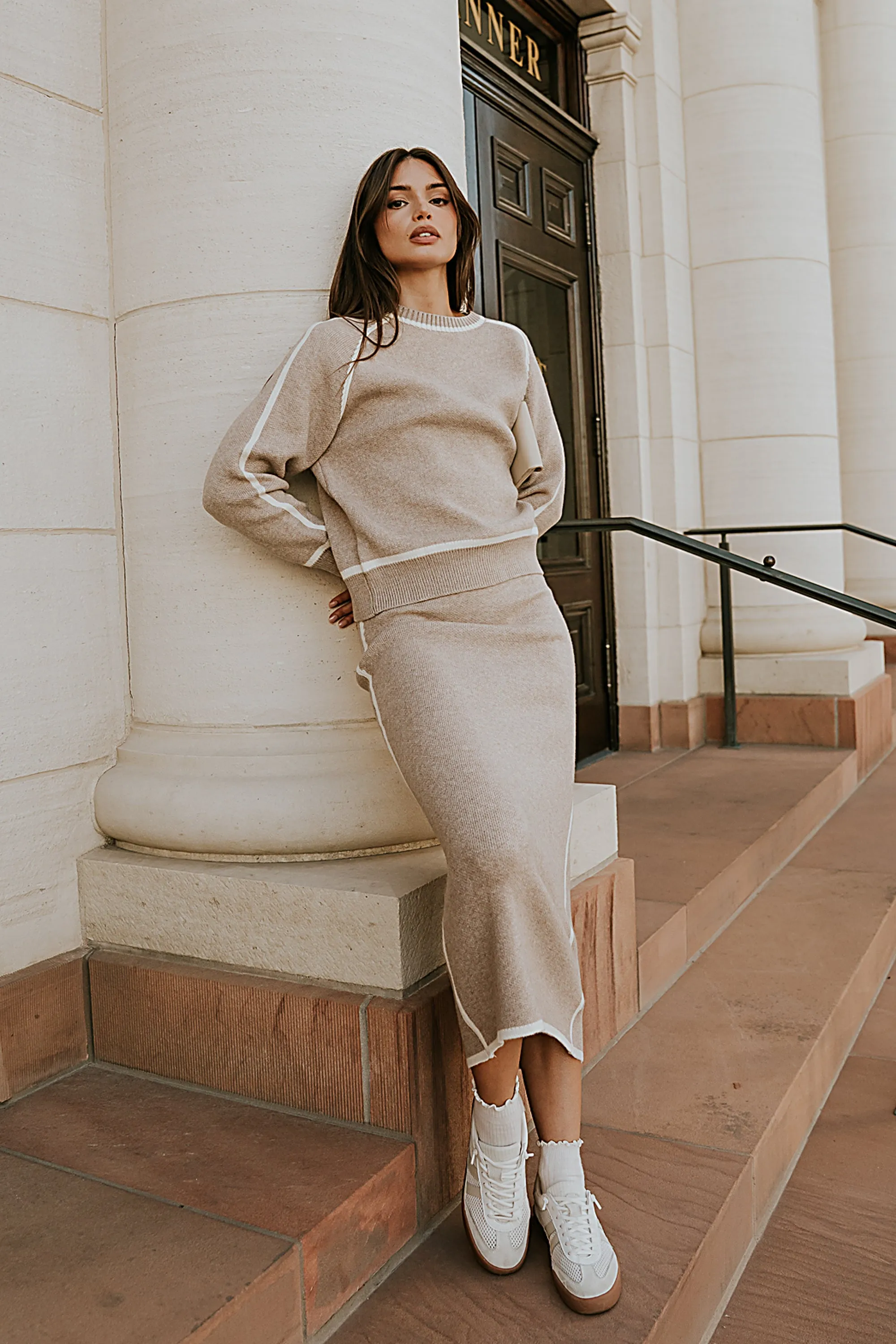 Kenna Contrast Sweater in Oatmeal sold by bohme