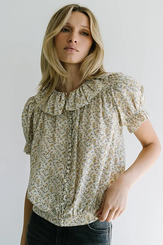 Bennie Collared Blouse in Cream sold by bohme