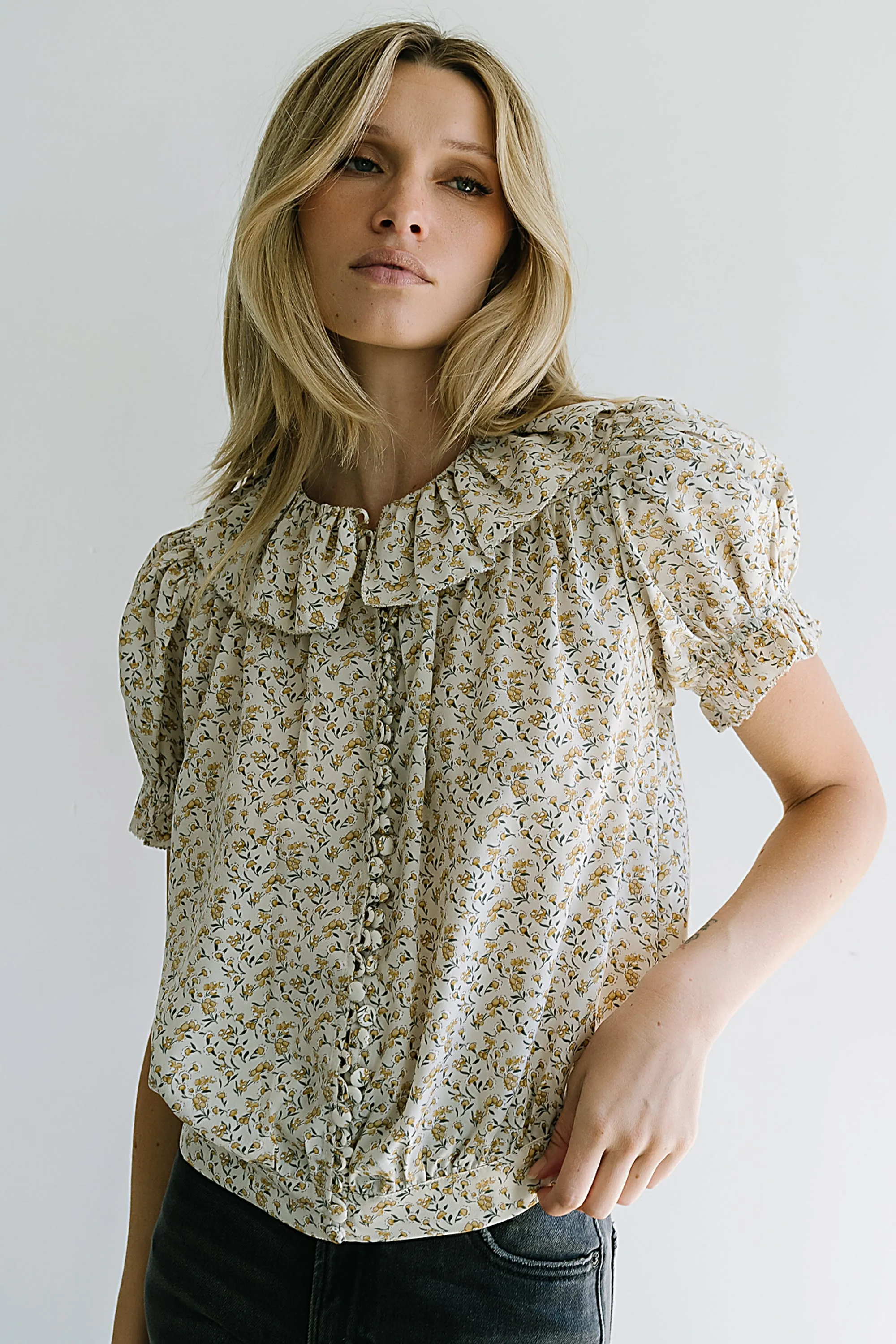 Bennie Collared Blouse in Cream sold by bohme