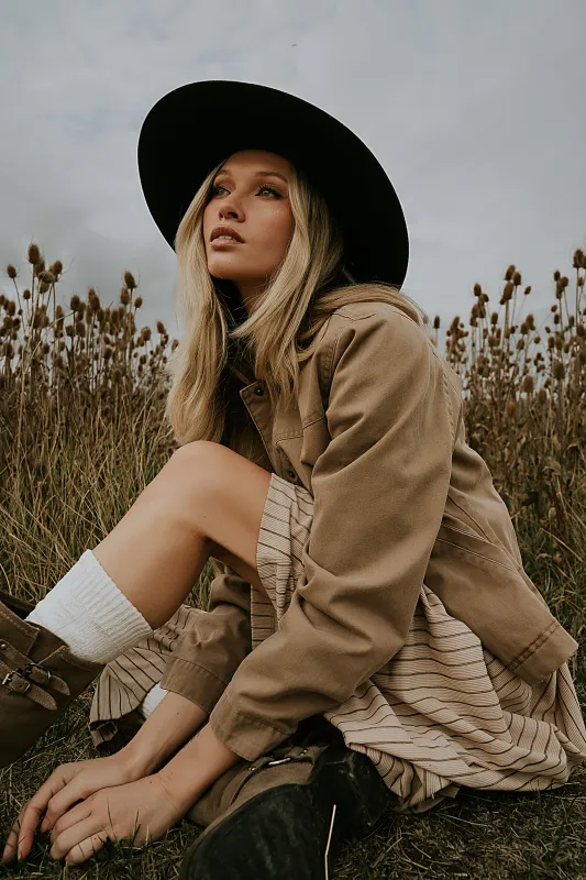 Roman Chore Jacket in Taupe sold by bohme