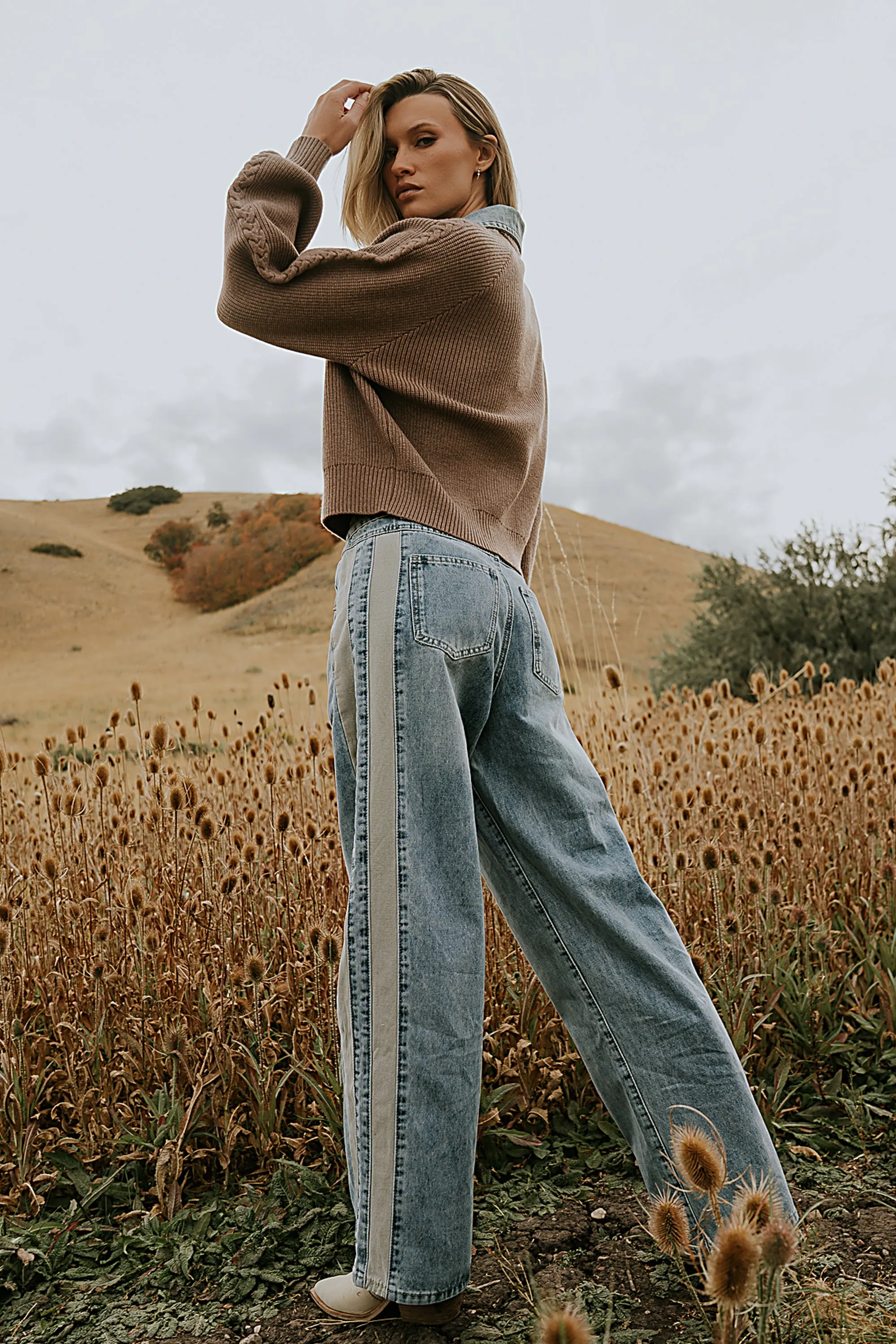 Mellanie Two Toned Baggy Jeans in Medium Wash sold by bohme product image thumbnail 2