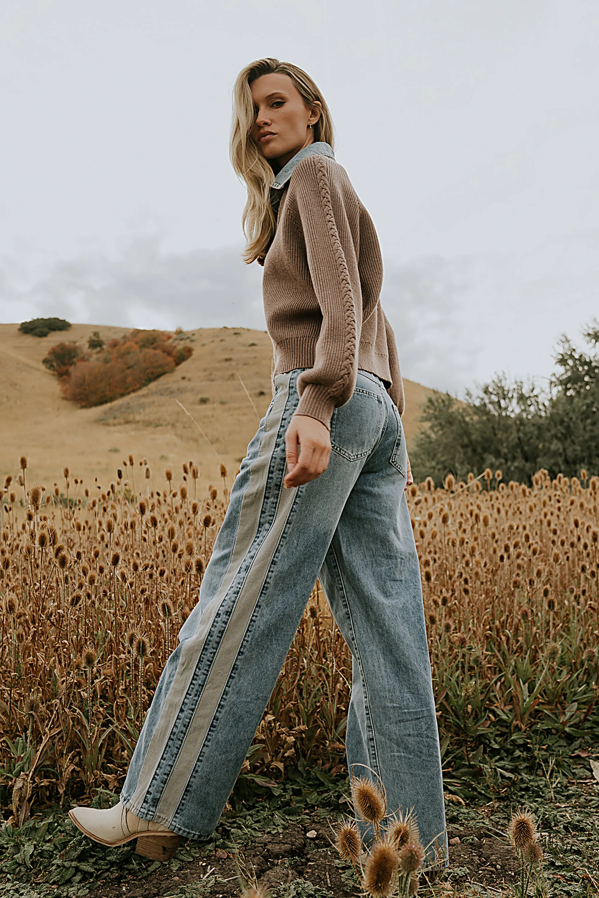 Mellanie Two Toned Baggy Jeans in Medium Wash sold by bohme product image thumbnail 5