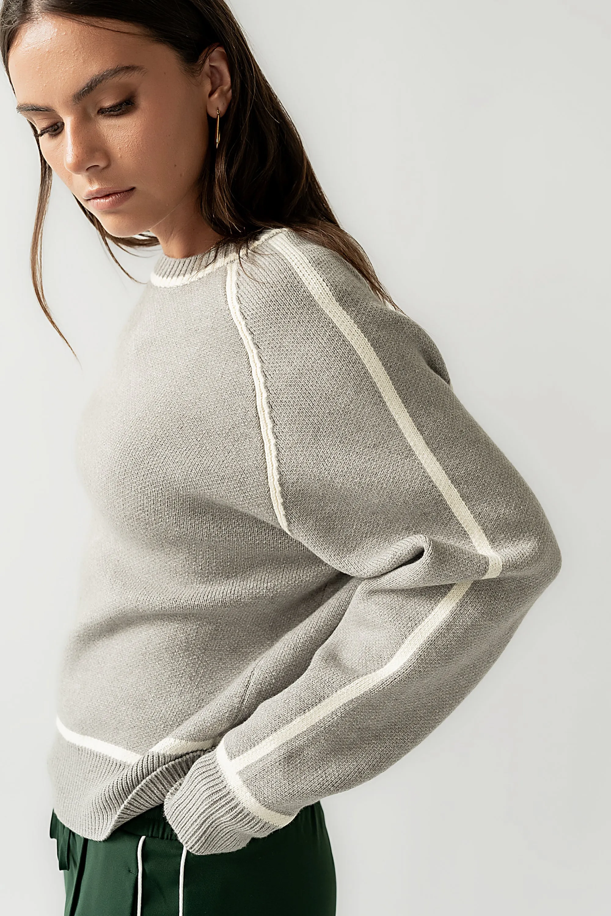 Kenna Contrast Sweater in Heather Grey sold by bohme product image thumbnail 4