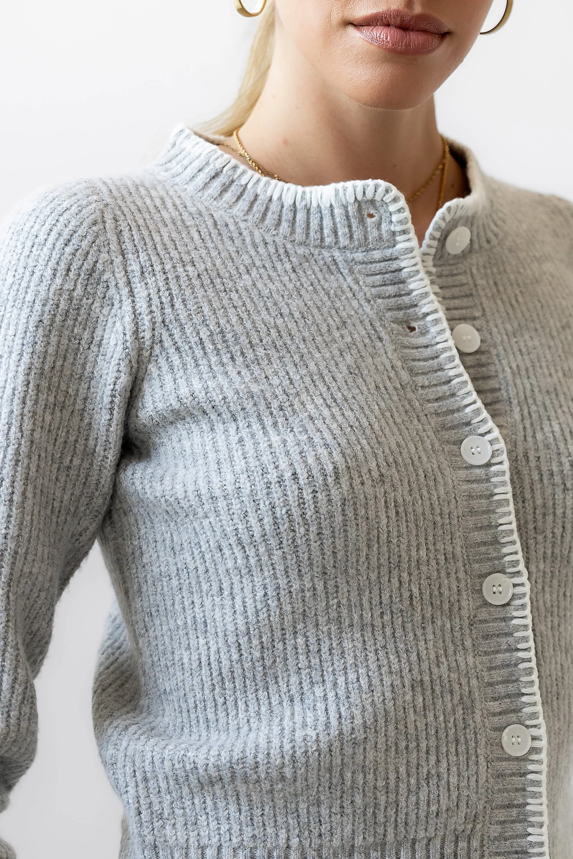Darren Contrast Cardigan in Heather Grey - FINAL SALE sold by bohme product image thumbnail 5