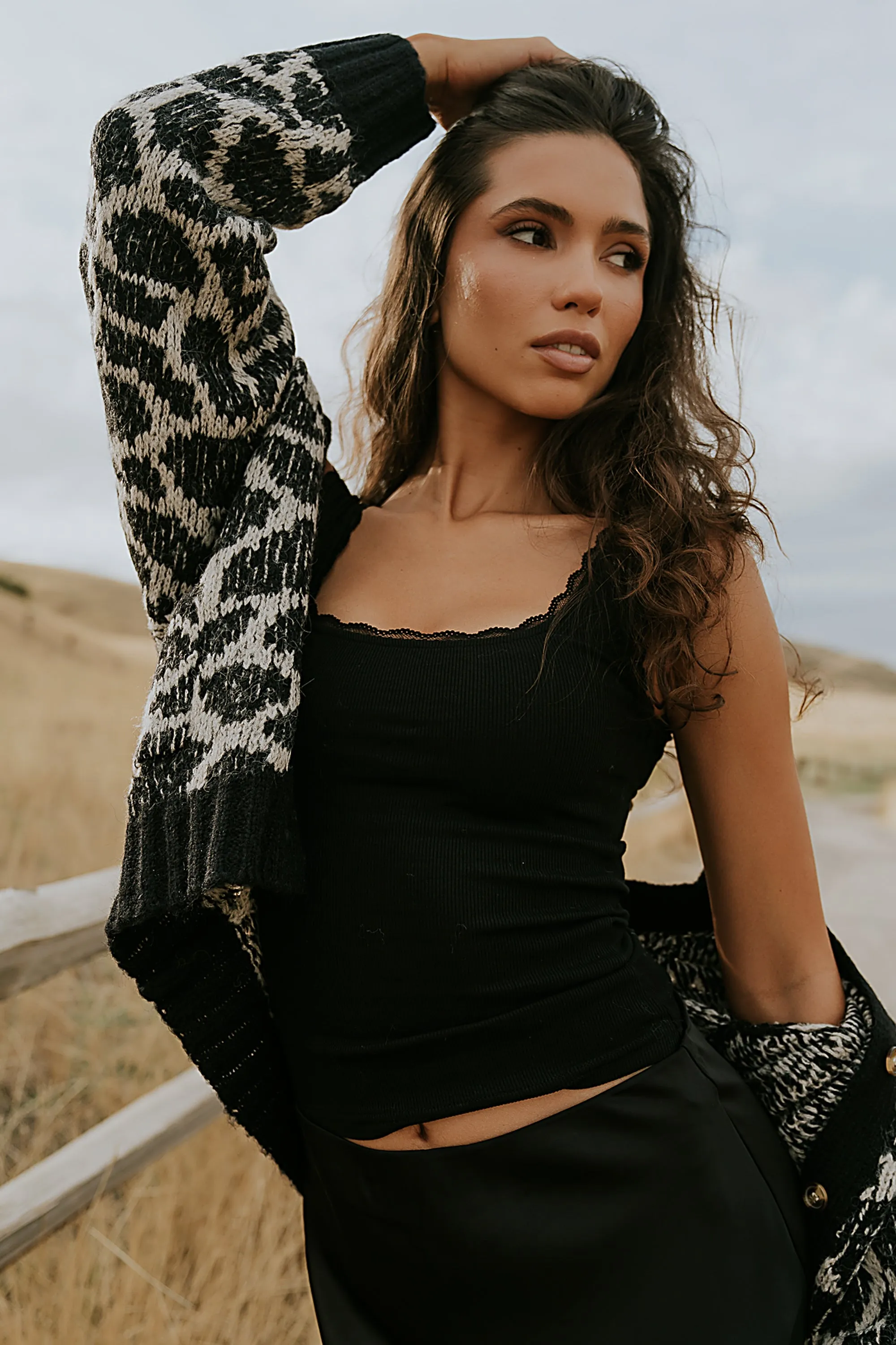 Sawyer Lace Trim Tank Top in Black sold by bohme product image thumbnail 5