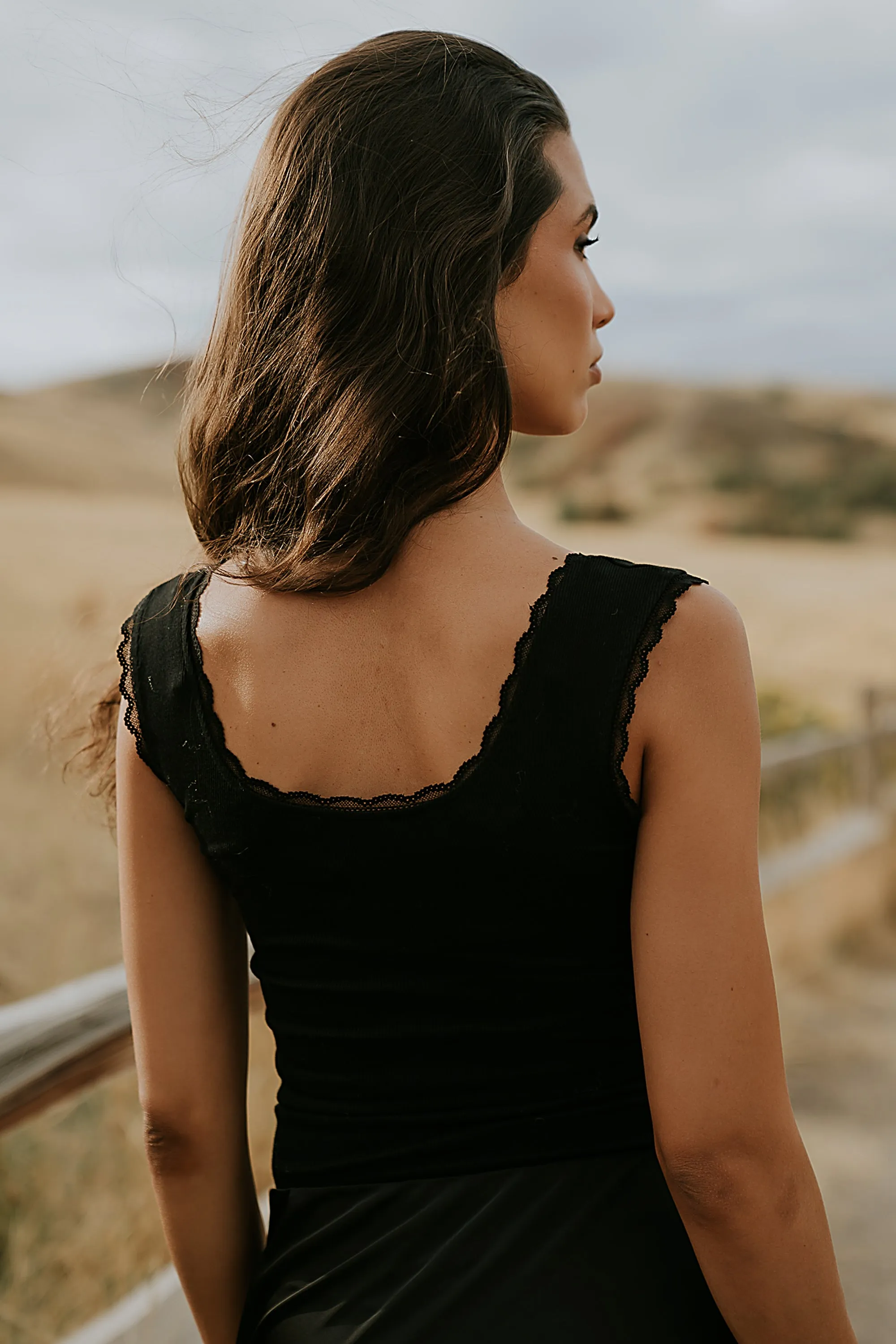 Sawyer Lace Trim Tank Top in Black sold by bohme product image thumbnail 2