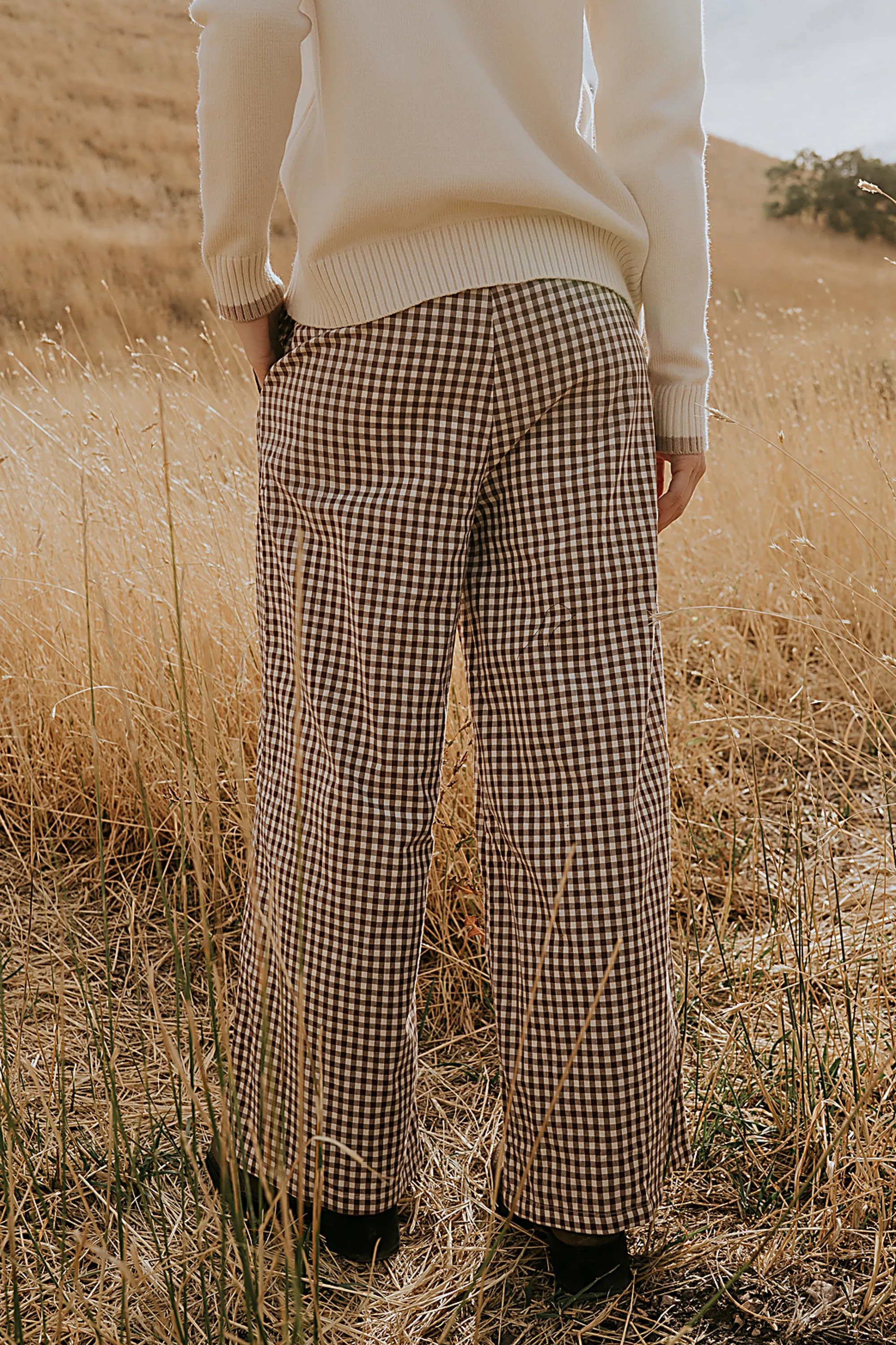 Ada Gingham Wide Leg Pants in Brown - FINAL SALE sold by bohme product image thumbnail 3