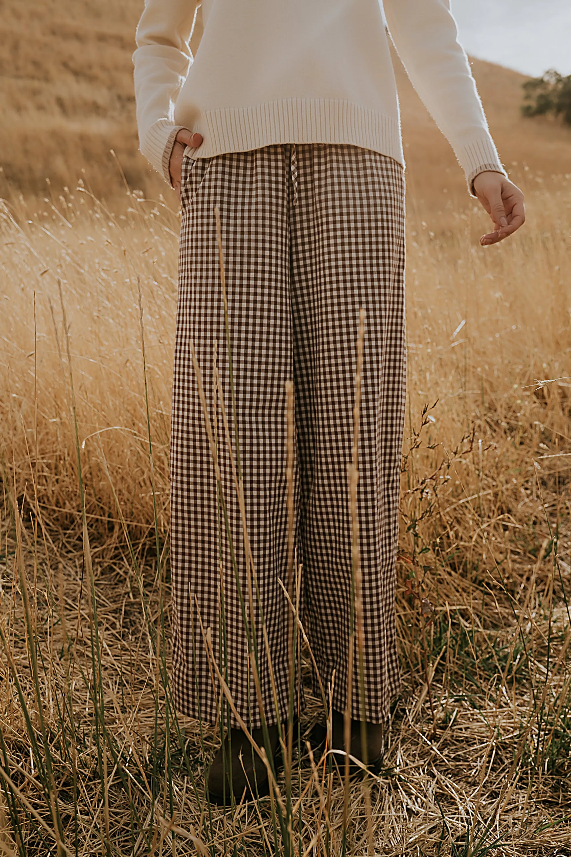 Ada Gingham Wide Leg Pants in Brown - FINAL SALE sold by bohme product image thumbnail 4