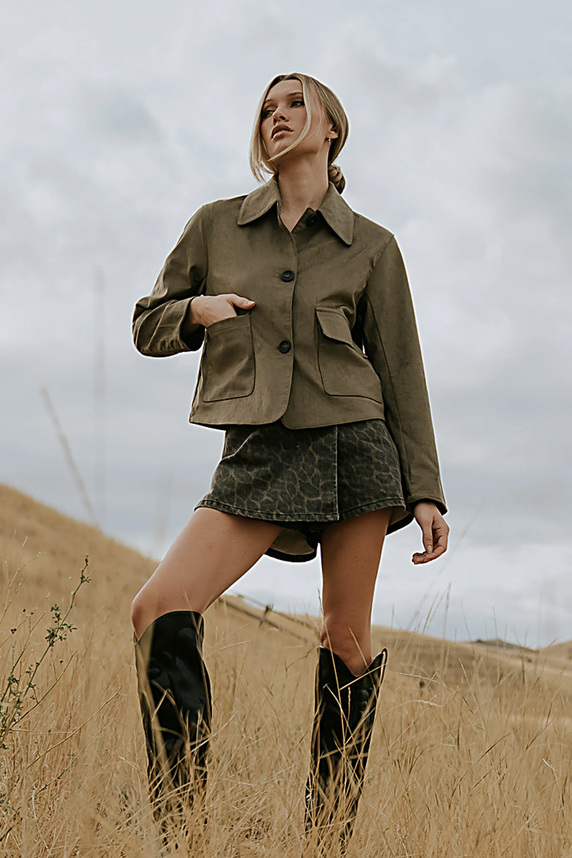 Aden Suede Jacket in Olive sold by bohme product image thumbnail 2