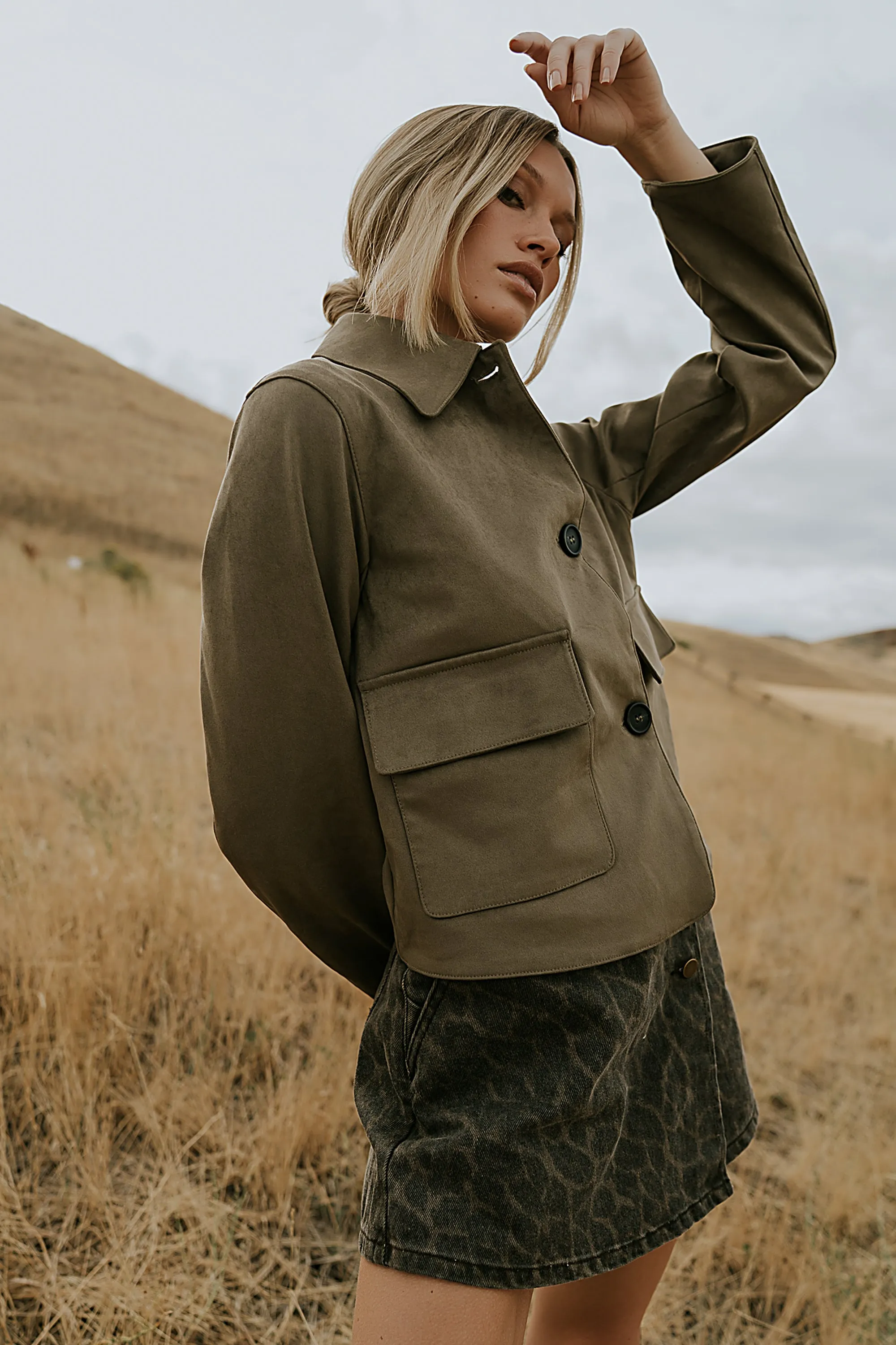 Aden Suede Jacket in Olive sold by bohme product image thumbnail 4