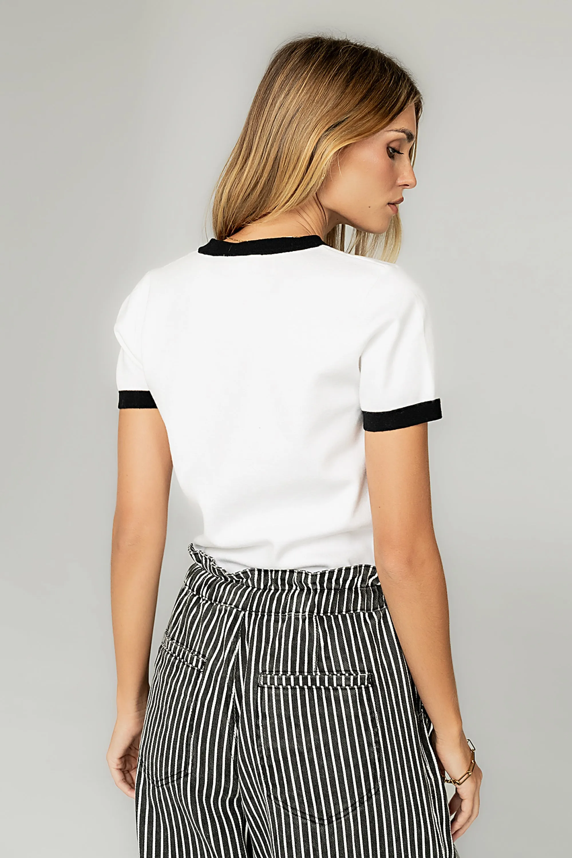 Maddie Ringer Sweater Top in Ivory sold by bohme product image thumbnail 2