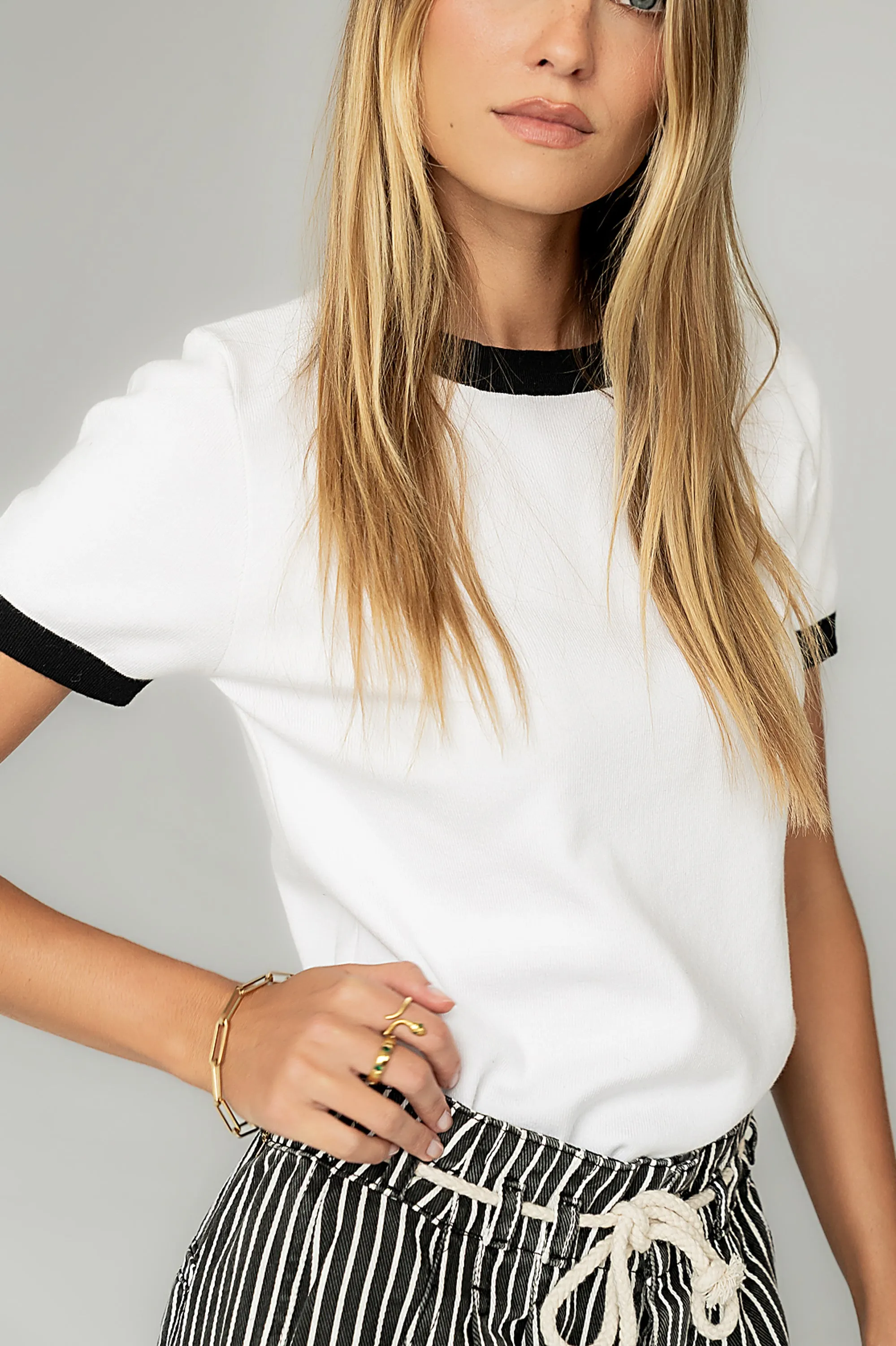 Maddie Ringer Sweater Top in Ivory sold by bohme product image thumbnail 4