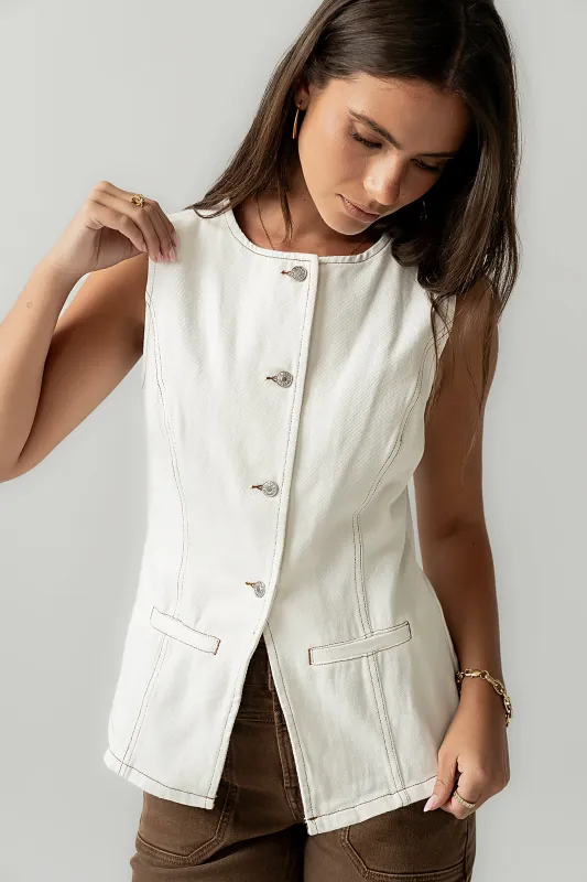 Hudson Denim Vest in White sold by bohme