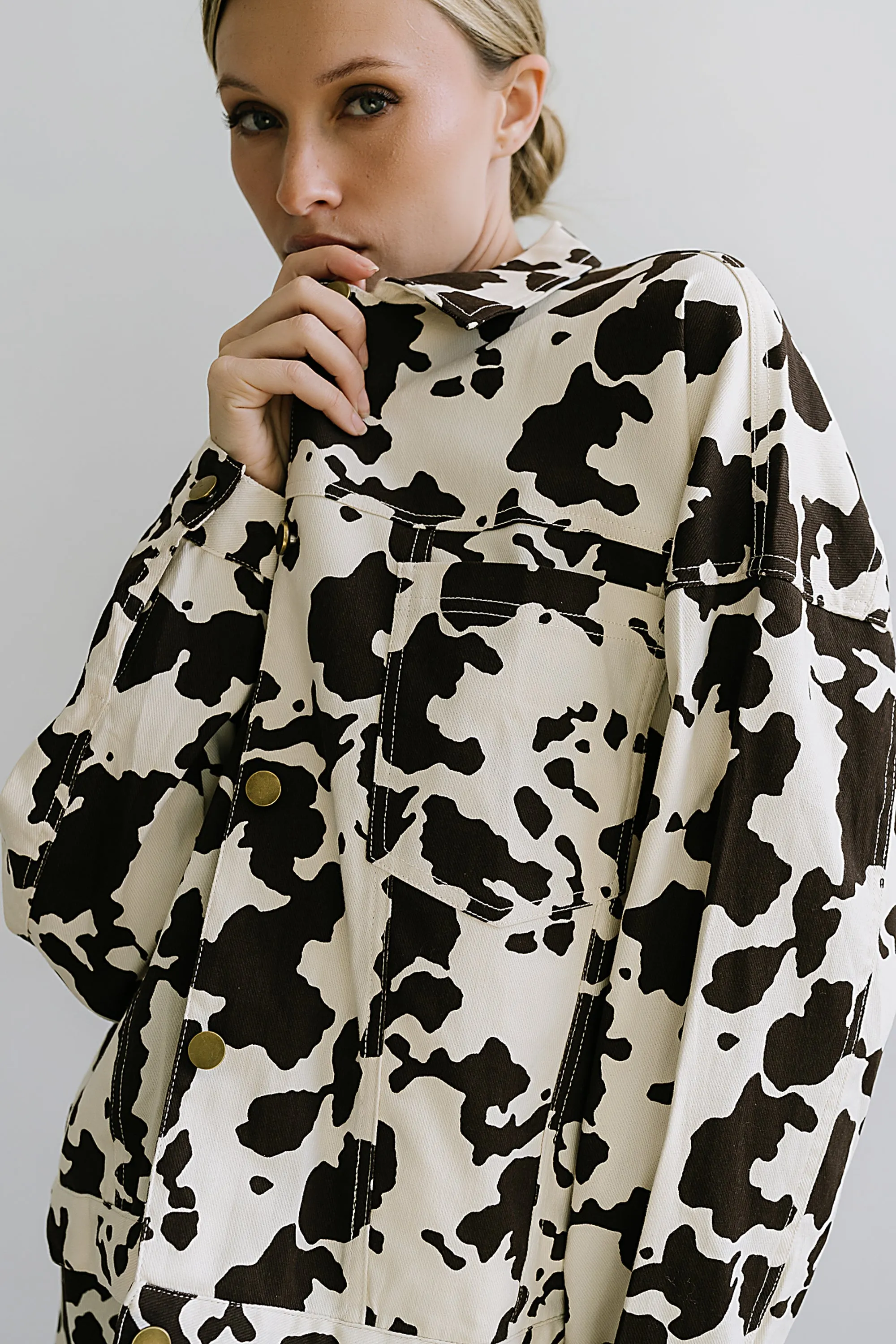 Tasha Cow Print Shacket sold by bohme product image thumbnail 4