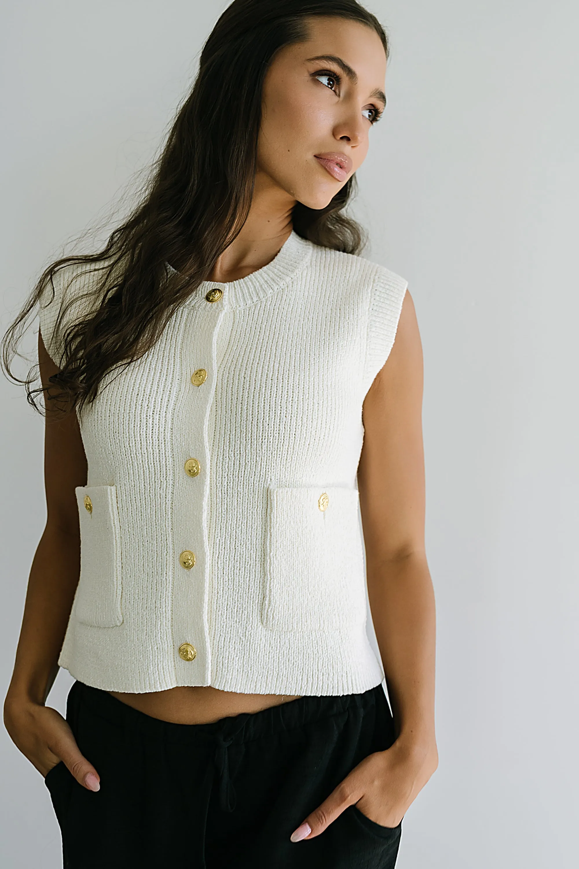 Brooks Knit Vest in Cream sold by bohme product image thumbnail 2