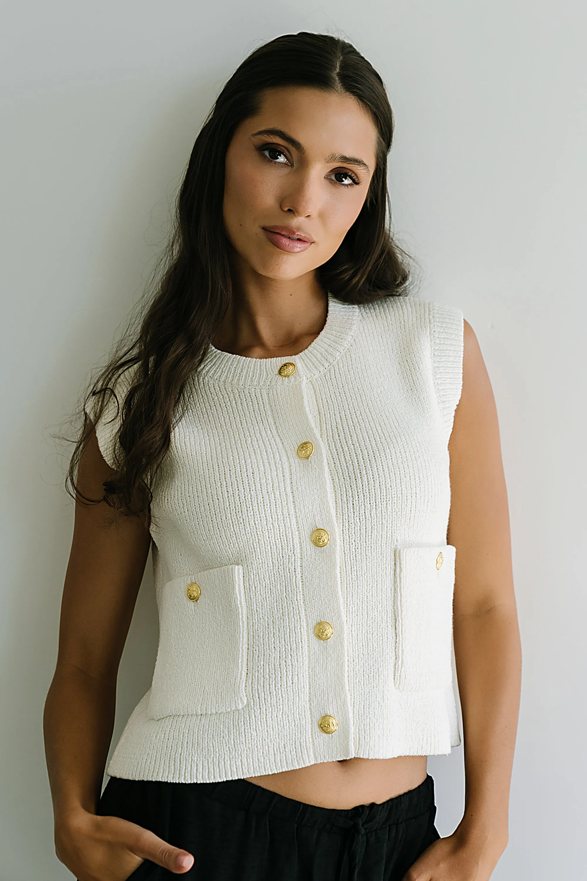 Brooks Knit Vest in Cream sold by bohme