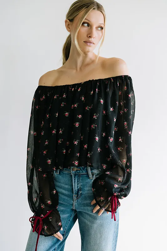 Mateo Floral Crinkle Blouse sold by bohme