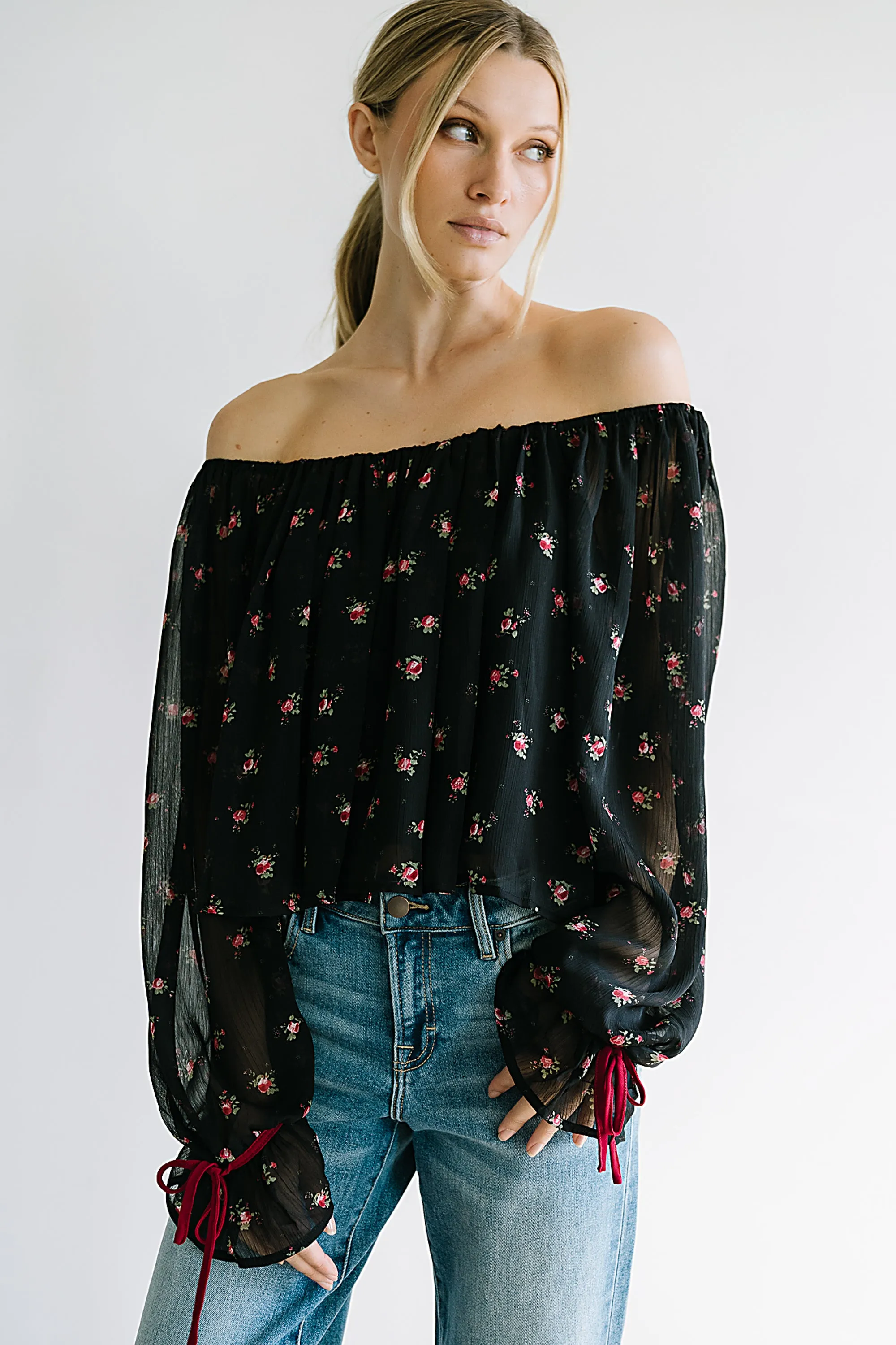 Mateo Floral Crinkle Blouse sold by bohme