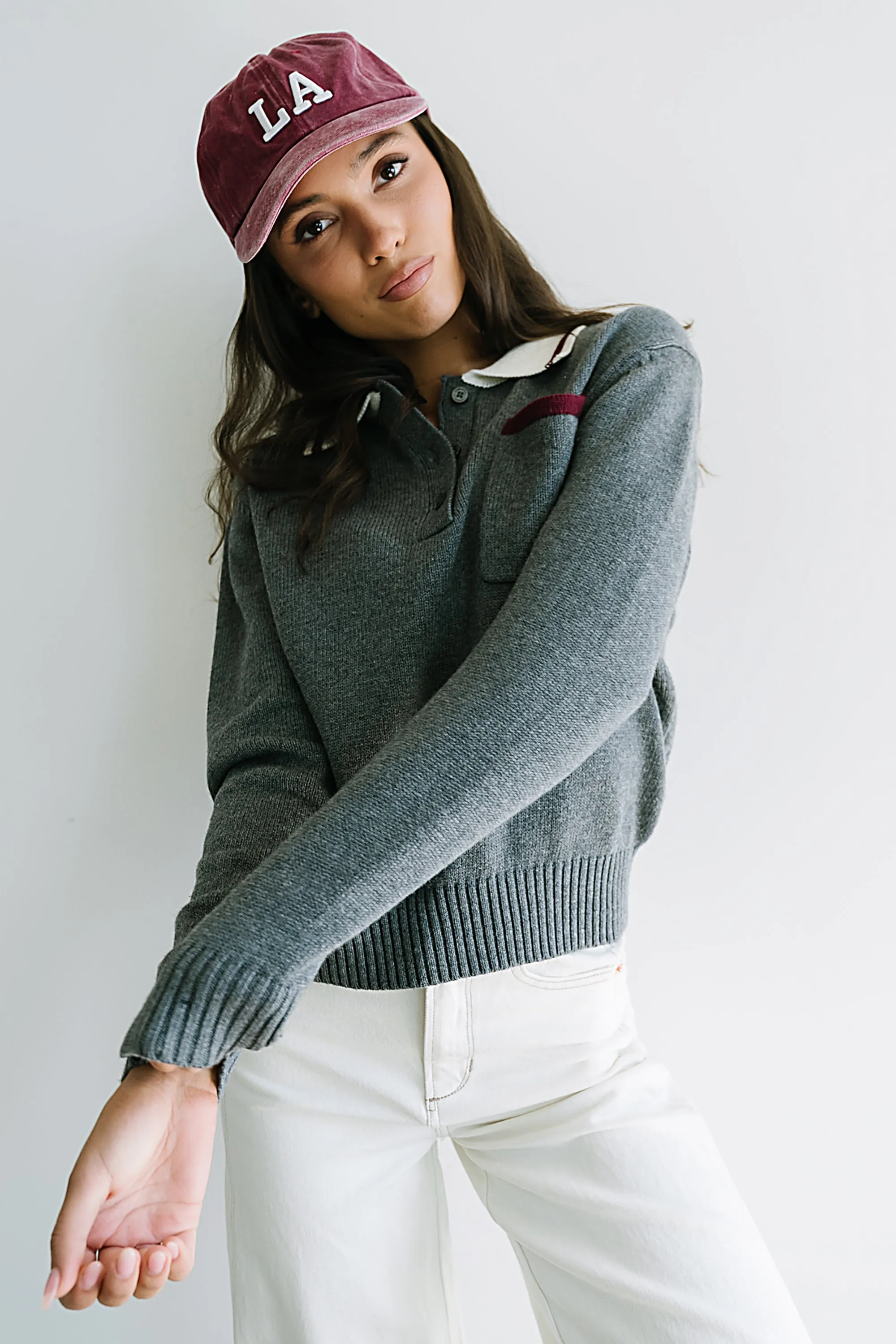 Justine Collared Sweater in Grey sold by bohme product image thumbnail 3